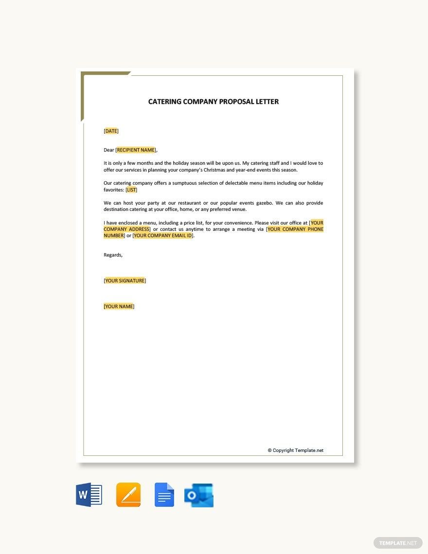 Free Catering Company Proposal Letter Template