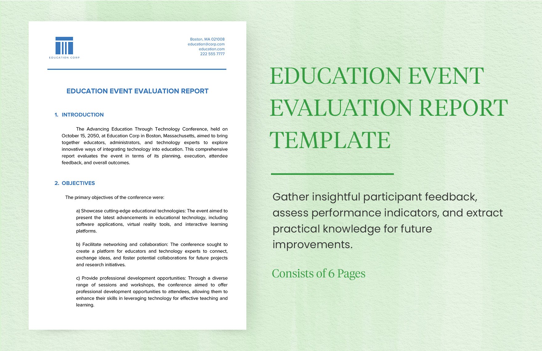 Education Event Evaluation Report Template