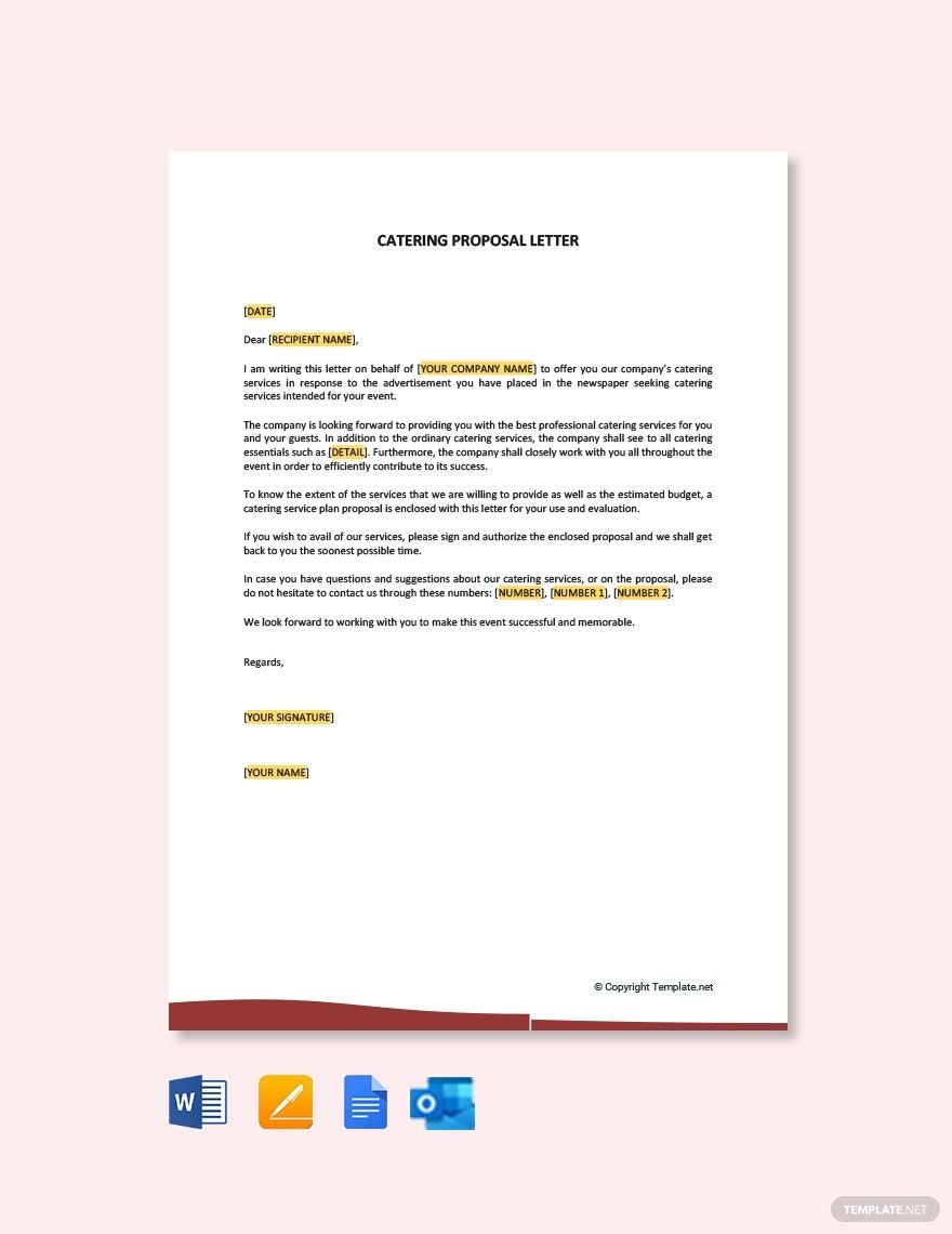 Catering Proposal Letter Template