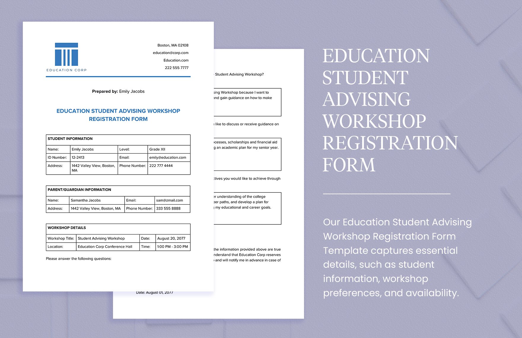 Education Student Advising Workshop Registration Form