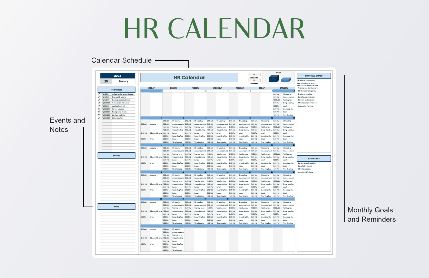 HR Calendar Templates in Excel, Google Sheets Download