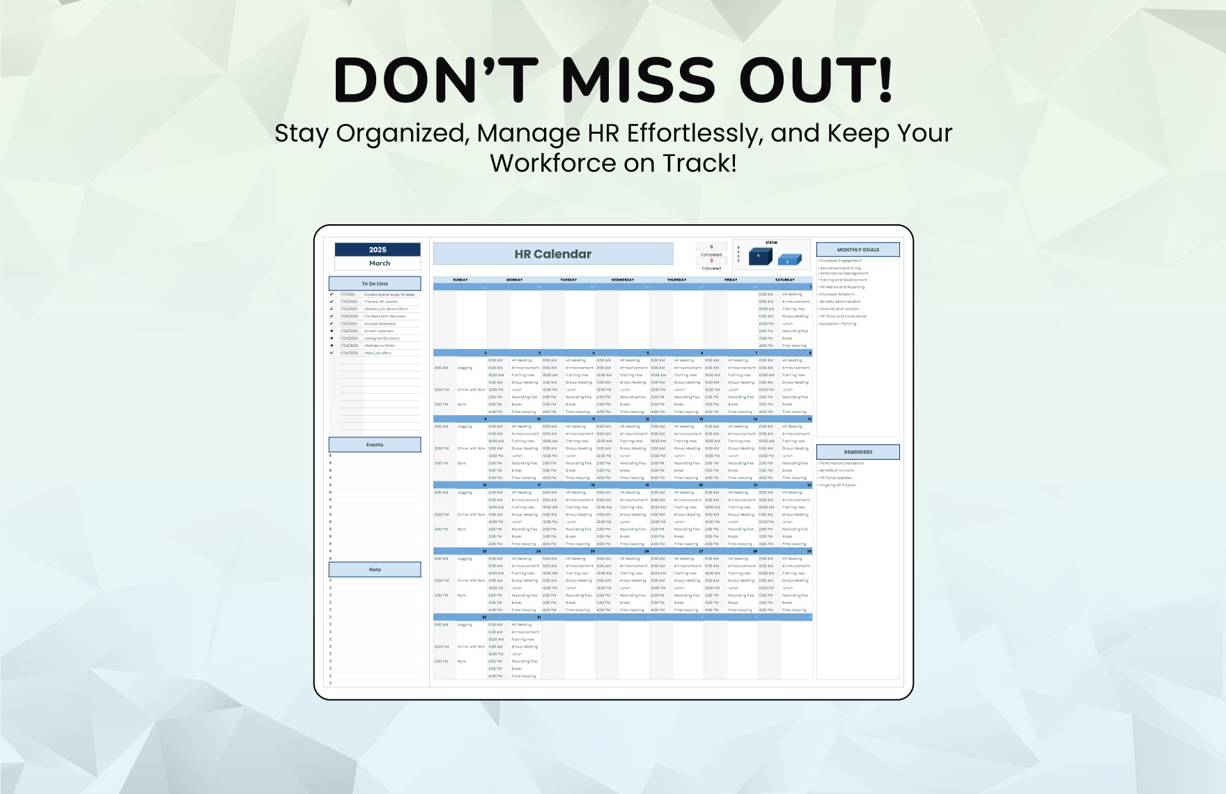 HR Calendar Template