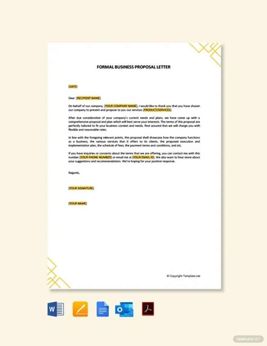 Formal Business Proposal Letter Template in Word, Google Docs, PDF, Apple Pages, Outlook