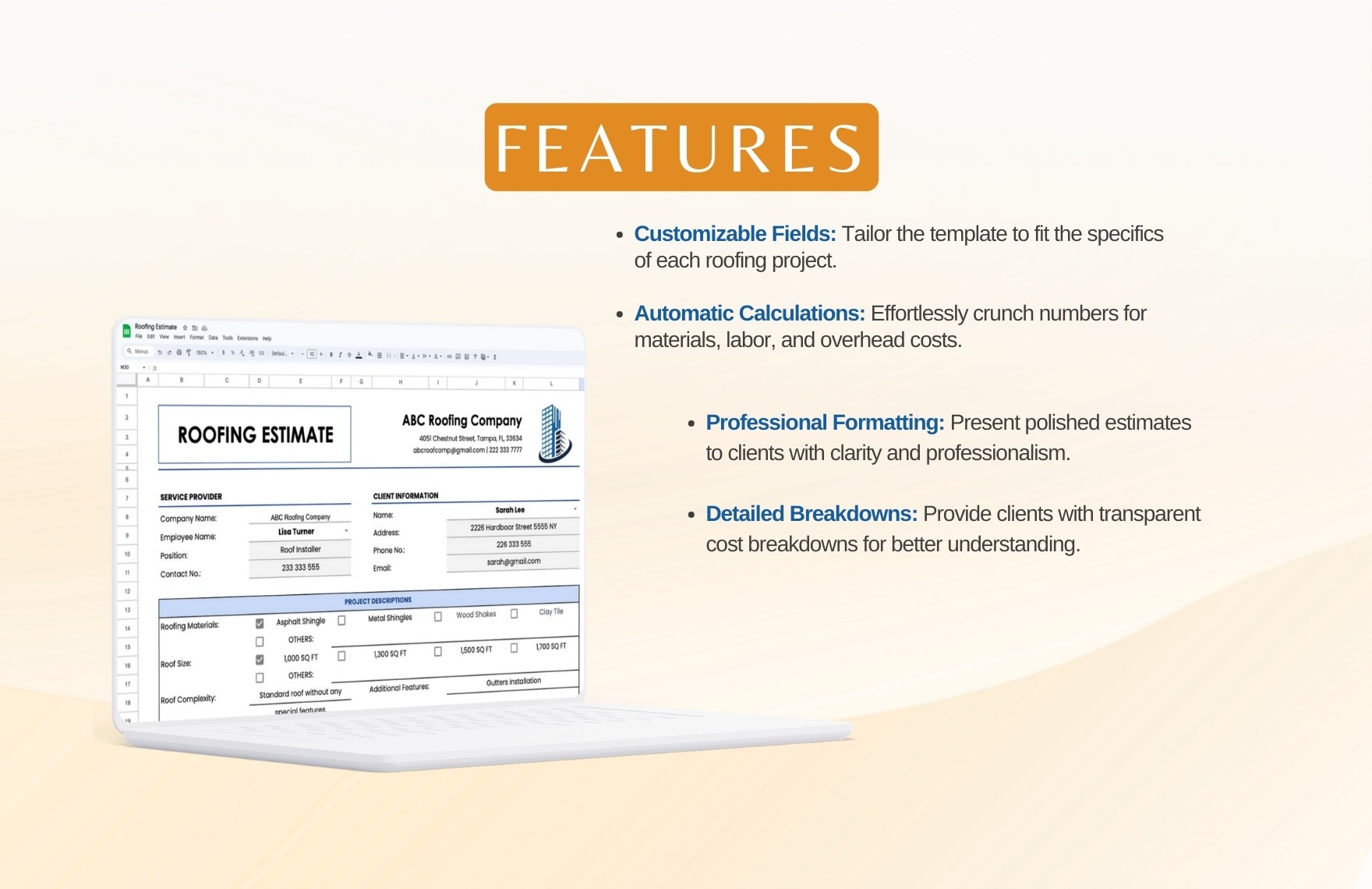 Roofing Estimate Template