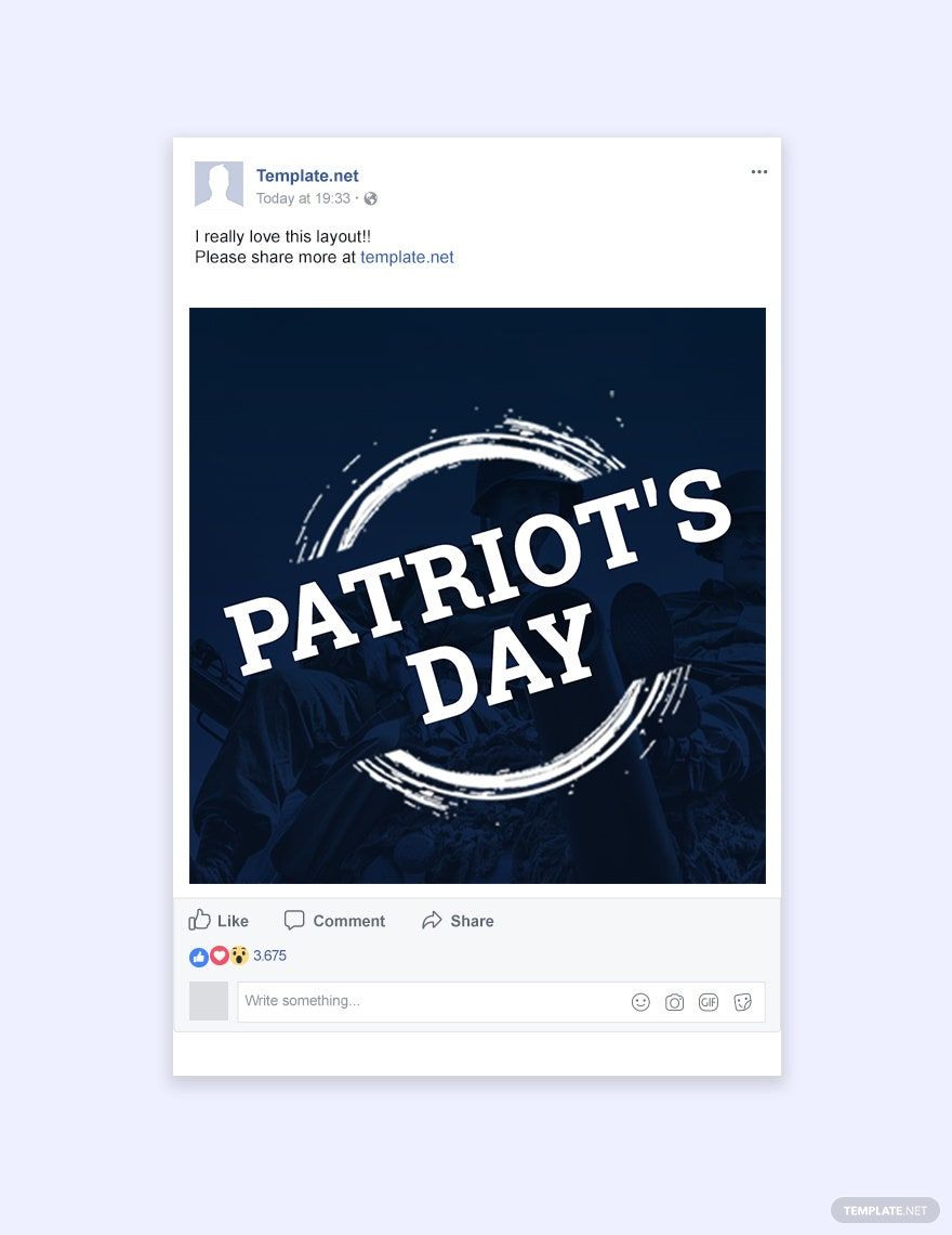Free Patriot's Day Facebook Post Template