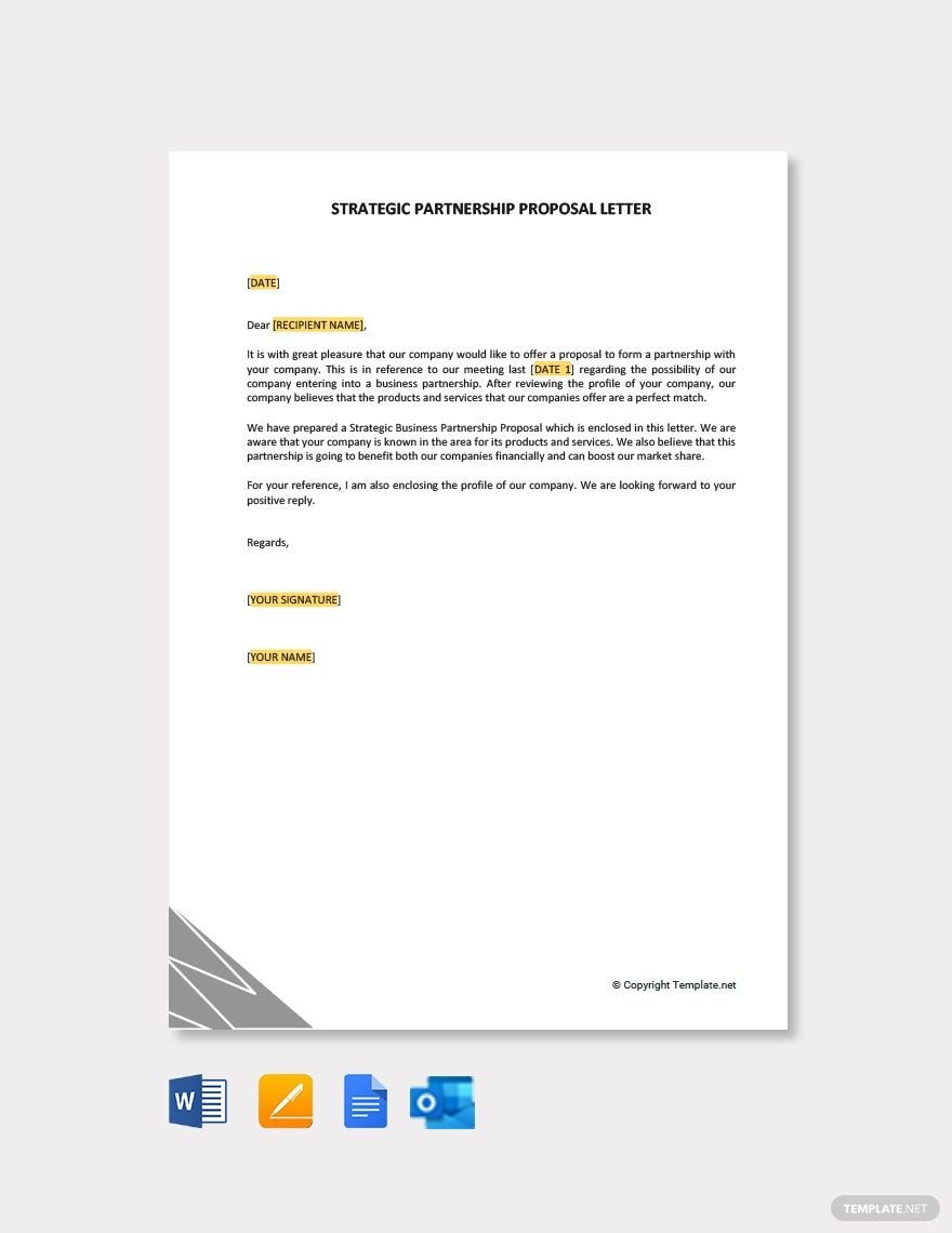 Free Strategic Partnership Proposal Letter in Word, Google Docs, PDF, Apple Pages, Outlook