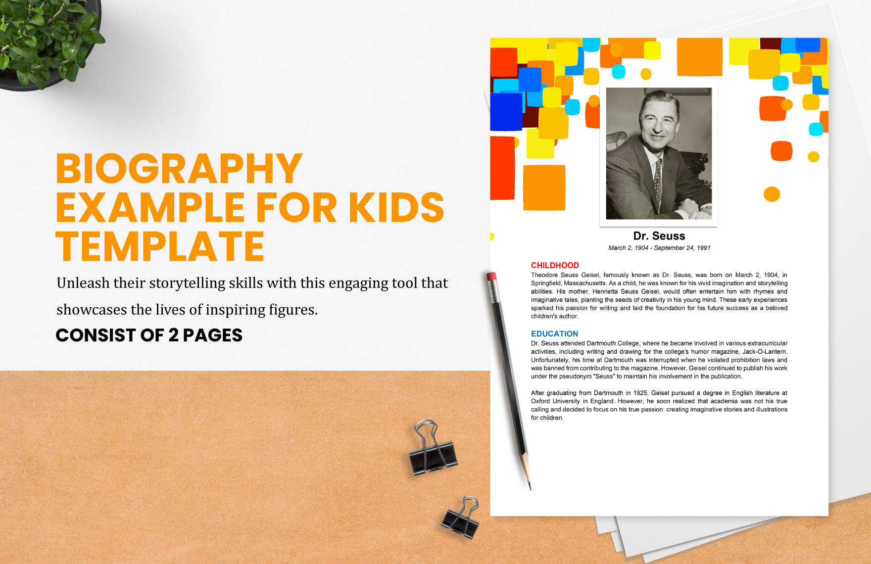 Biography Example For Kids In Word PDF Google Docs Download 