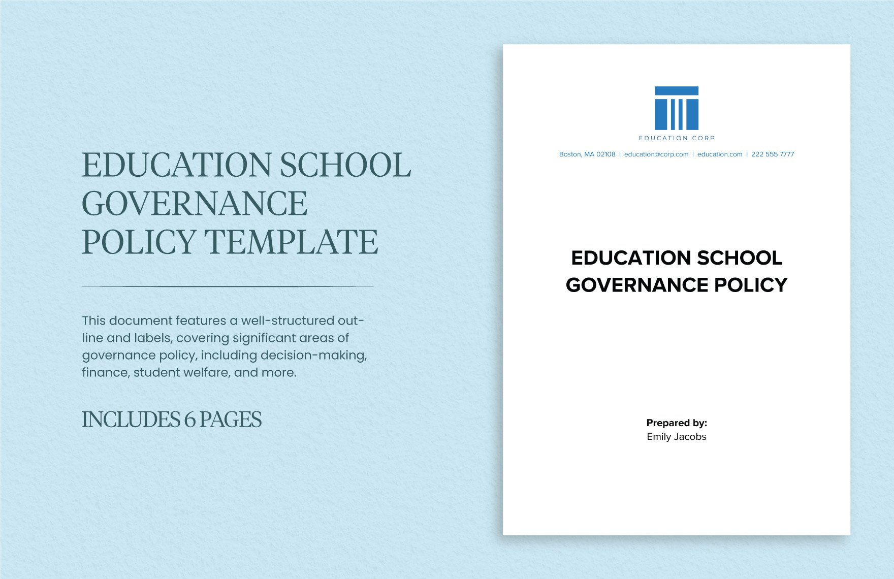 Education School Governance Policy Template in Word, Google Docs, PDF