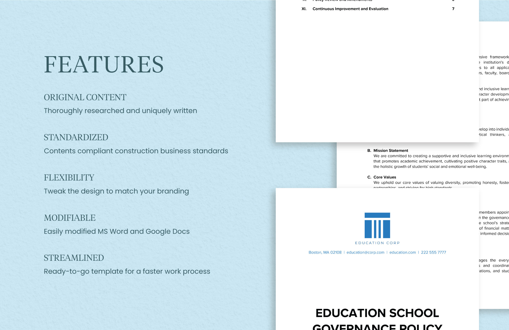 Education School Governance Policy Template