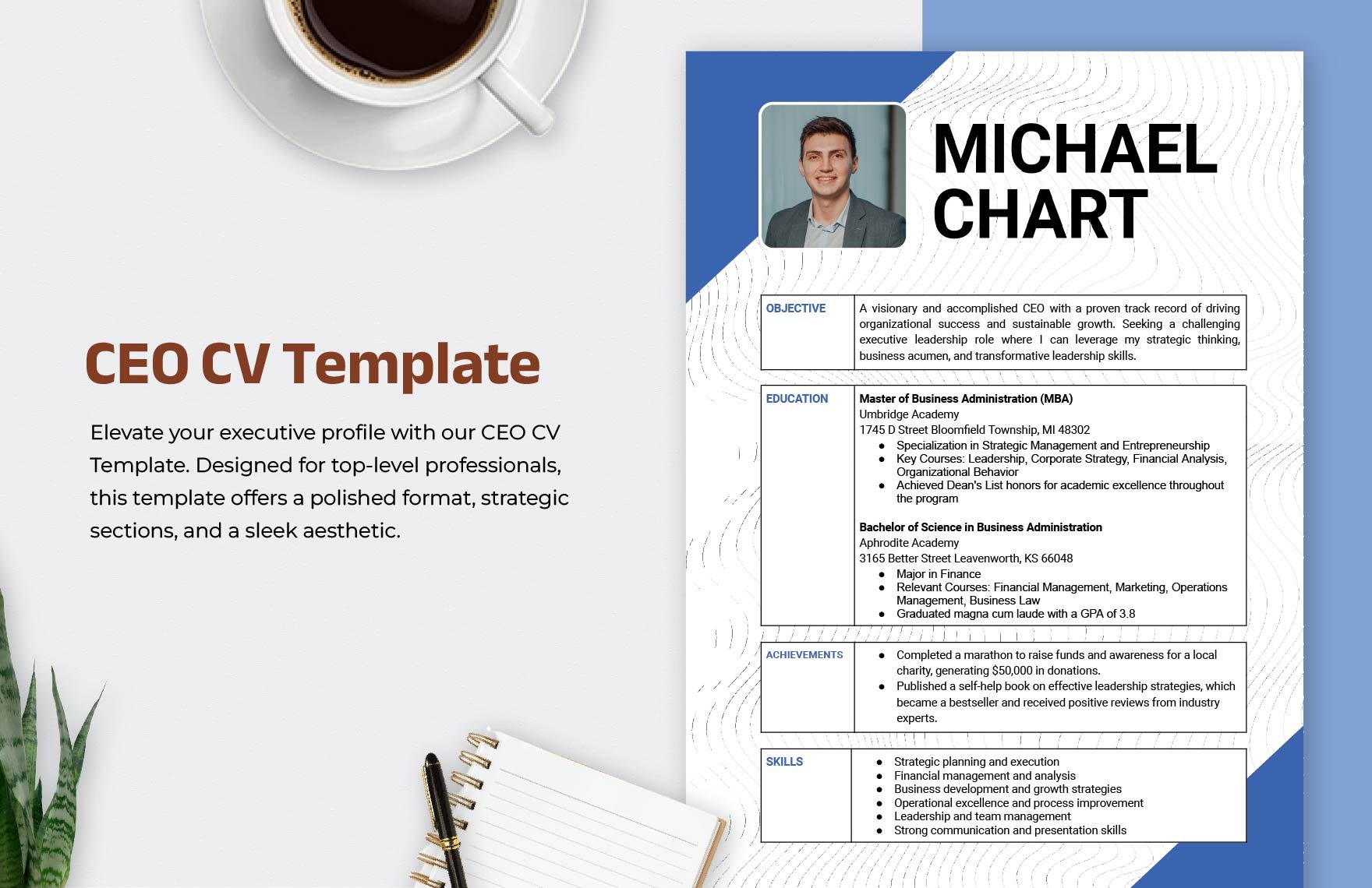 CEO CV Template Download In Word Google Docs PDF Template