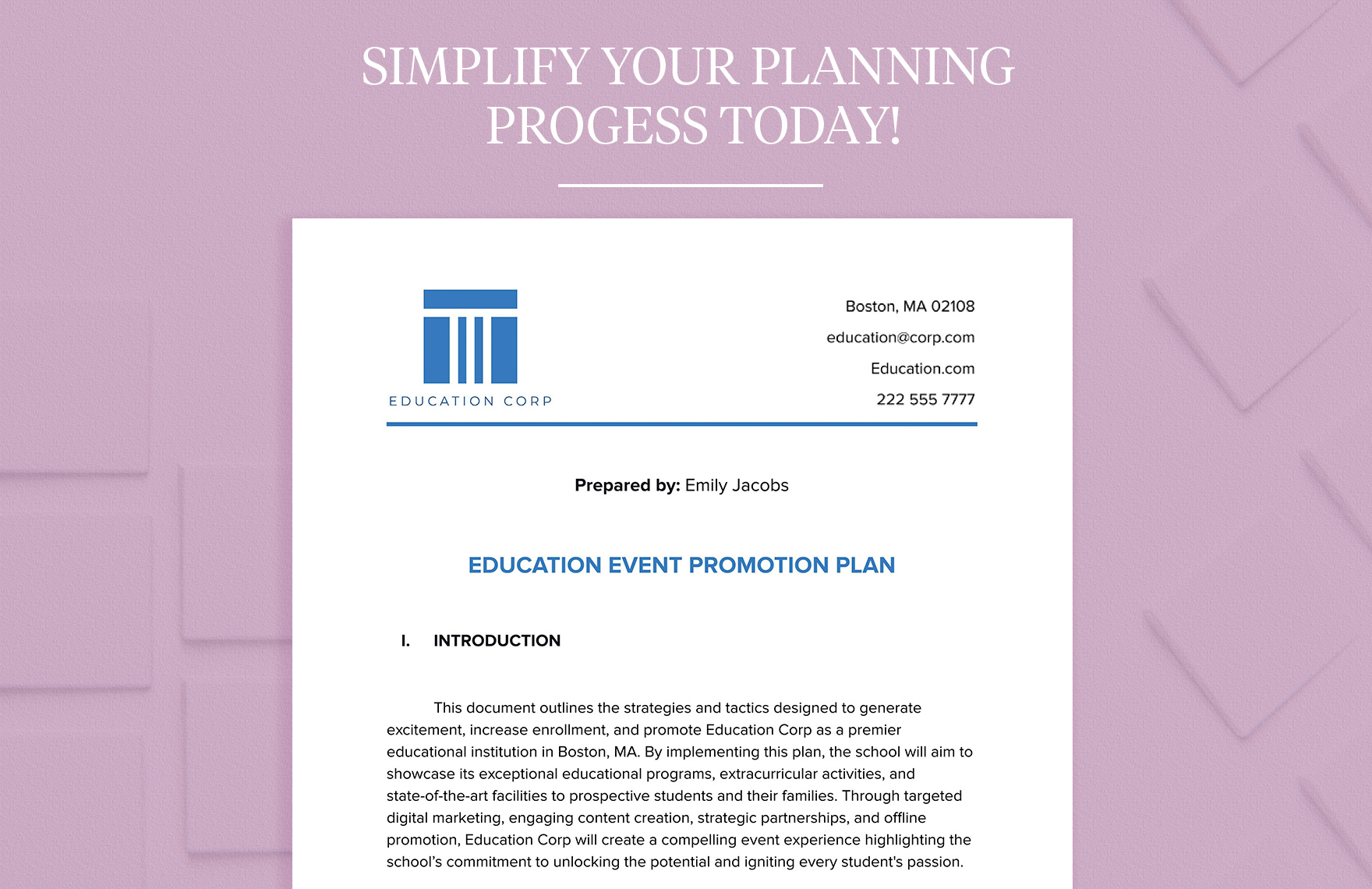 Education Event Promotion Plan