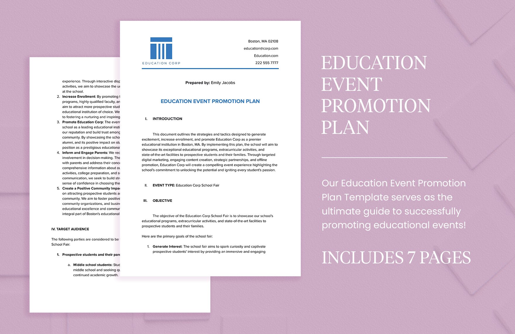 Education Event Promotion Plan in Word, Google Docs, PDF