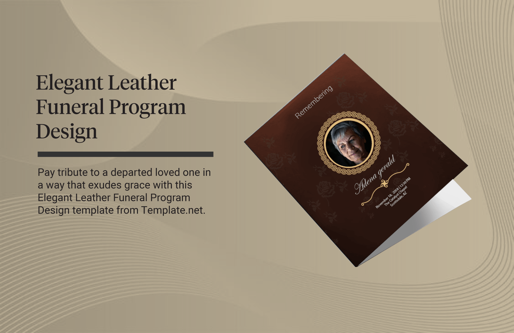 Elegant Leather Funeral Program Design in Word, Illustrator, PSD