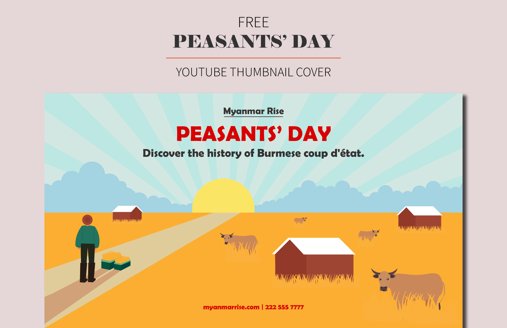 Free Peasants Day  Youtube Thumbnail Cover in PDF, Illustrator, SVG, JPG