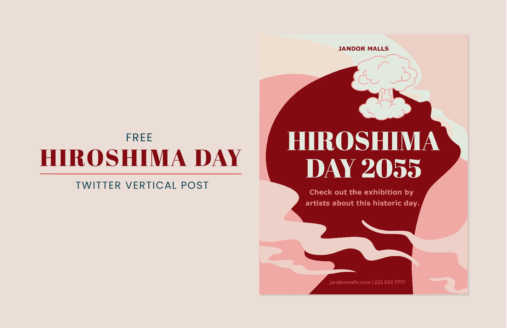 Free Hiroshima Day Twitter Vertical Post in PDF, Illustrator, SVG, JPEG