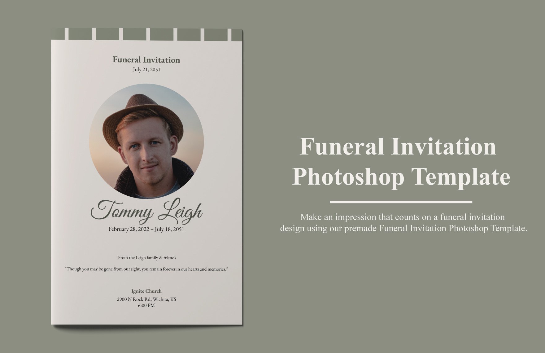 Funeral Invitation Photoshop Template