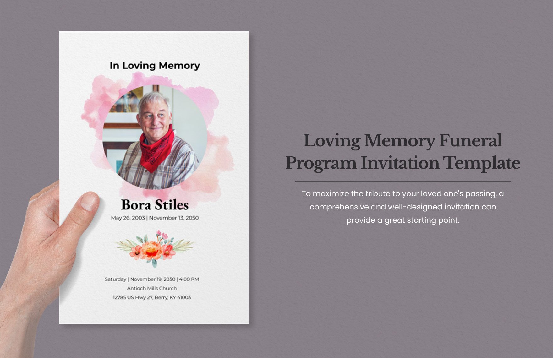 Loving Memory Funeral Program Invitation Template