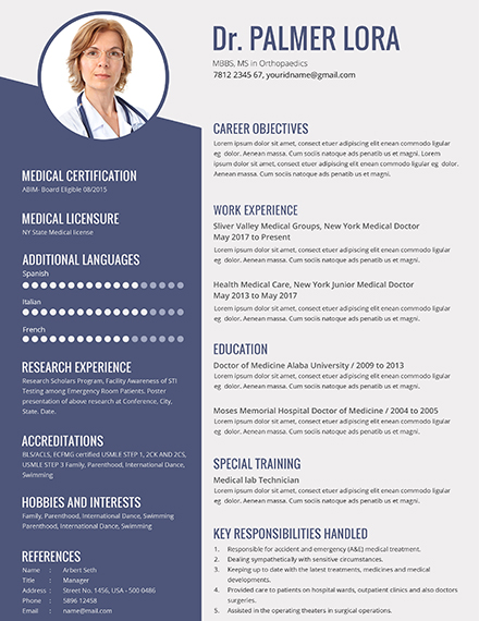 Doctor Resume CV Template Word PSD Google Docs 