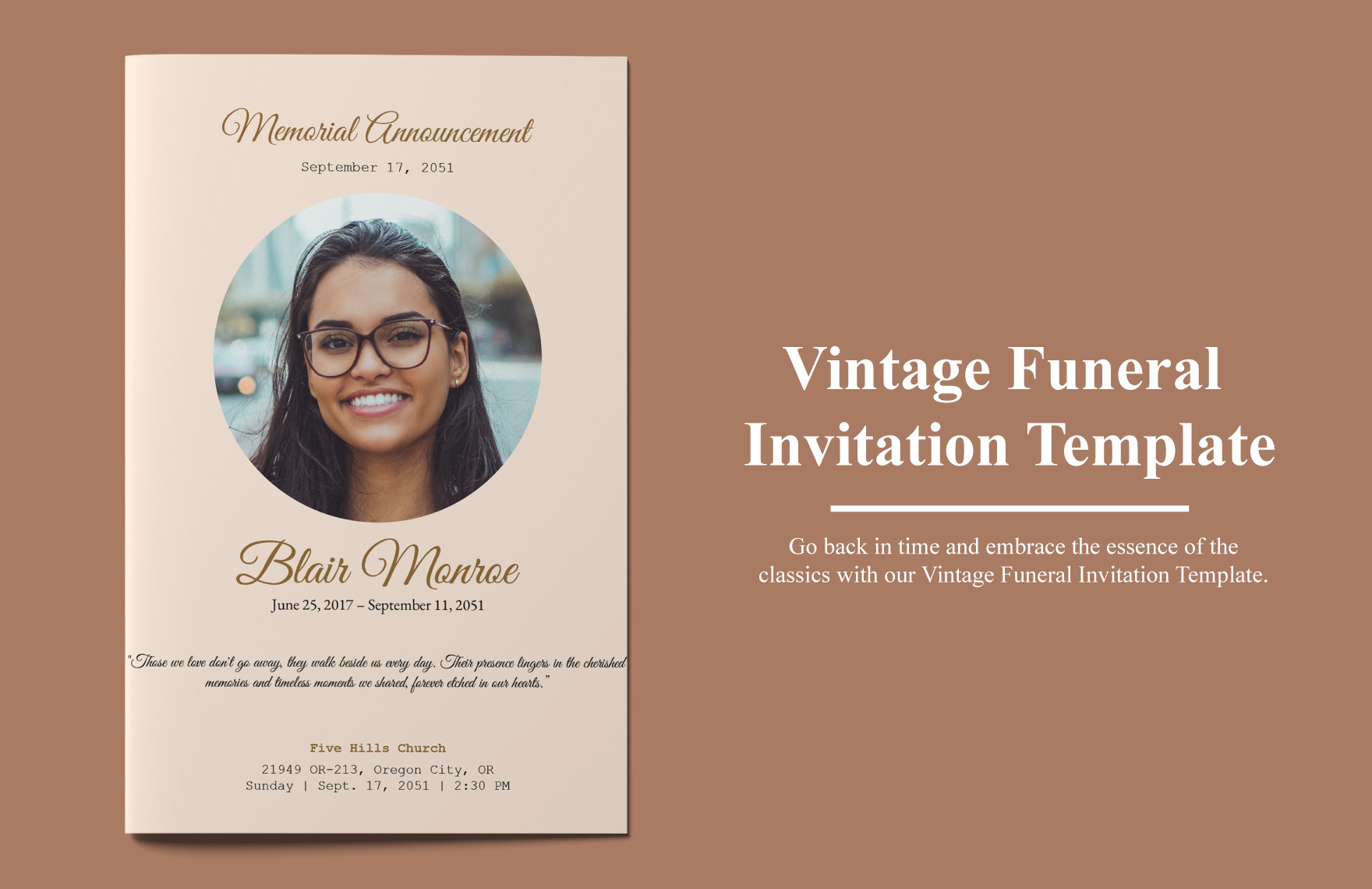 Free Vintage Funeral Invitation Template
