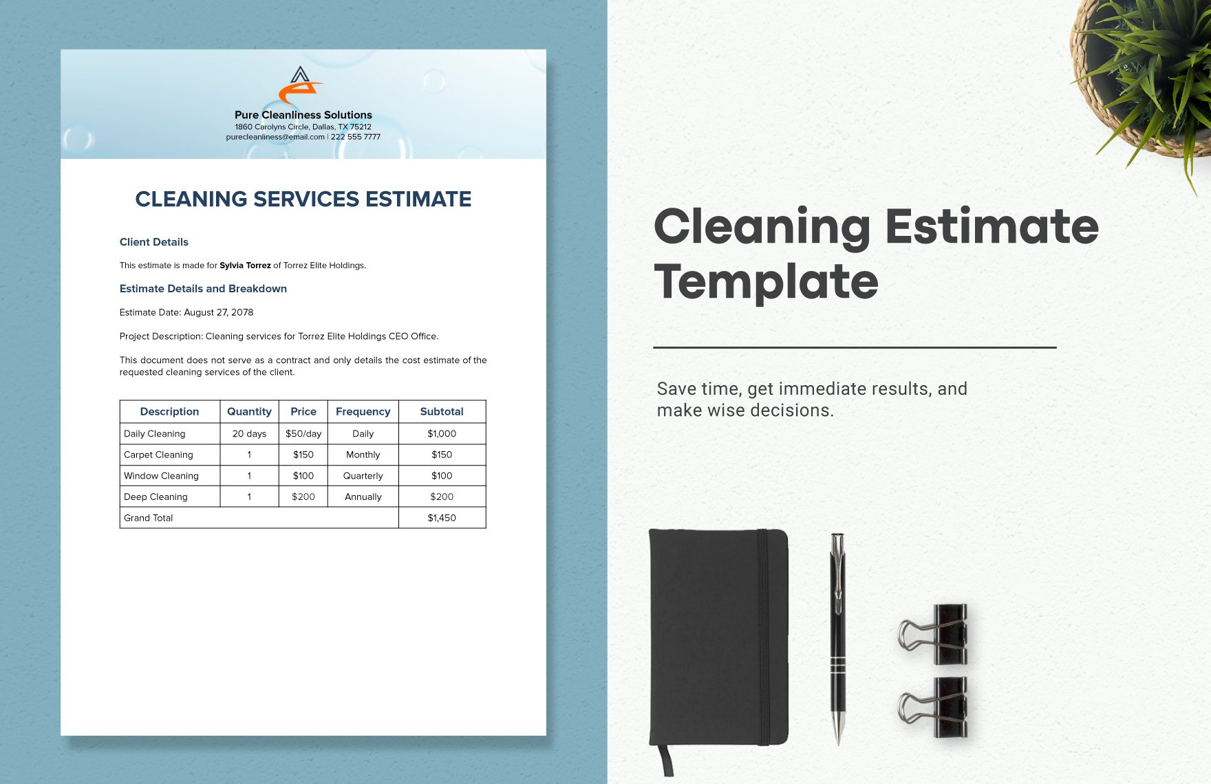 Cleaning Estimate Template Download in Word Google Docs PDF