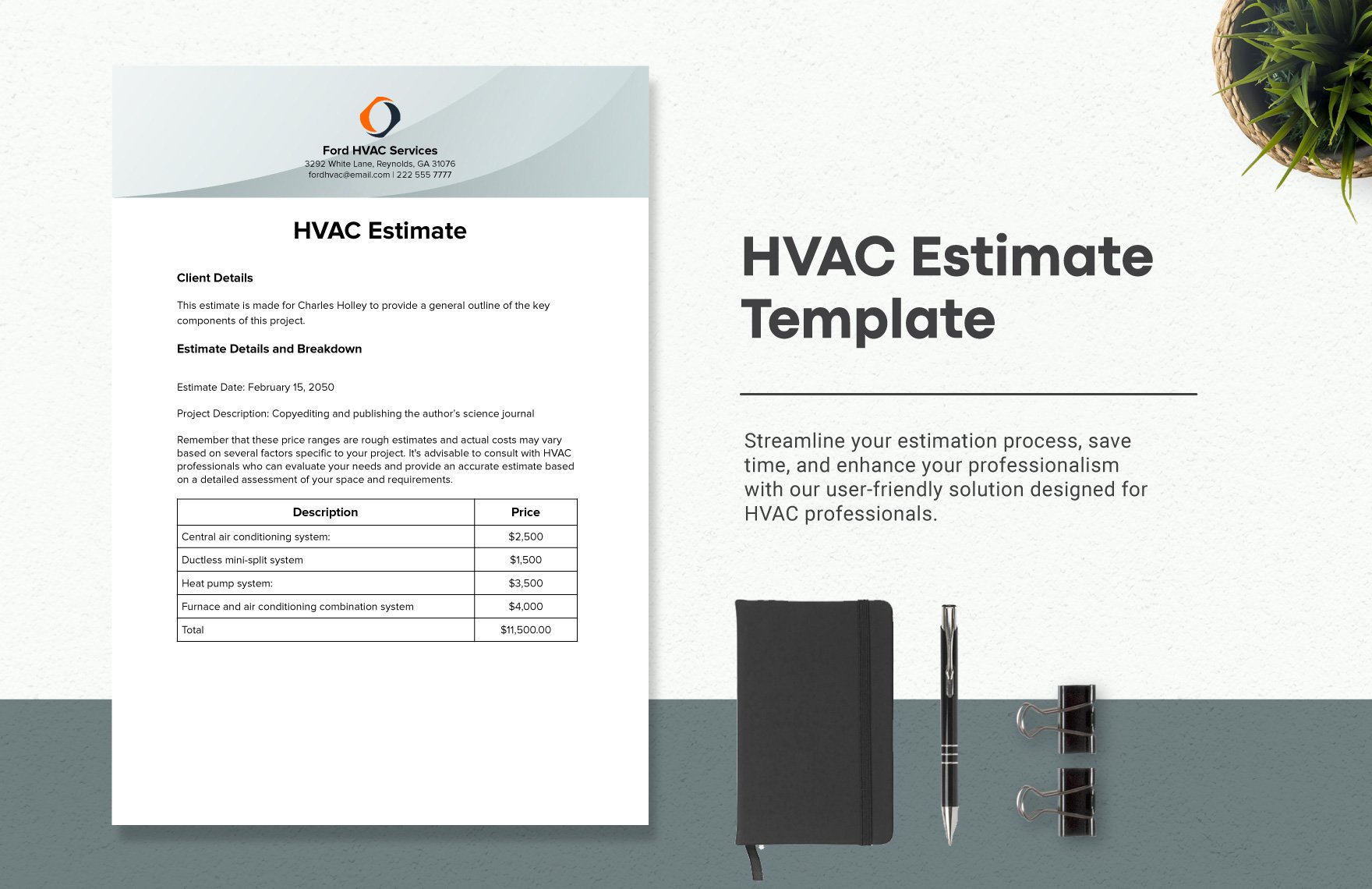 HVAC Estimate Template in Word, Google Docs, PDF