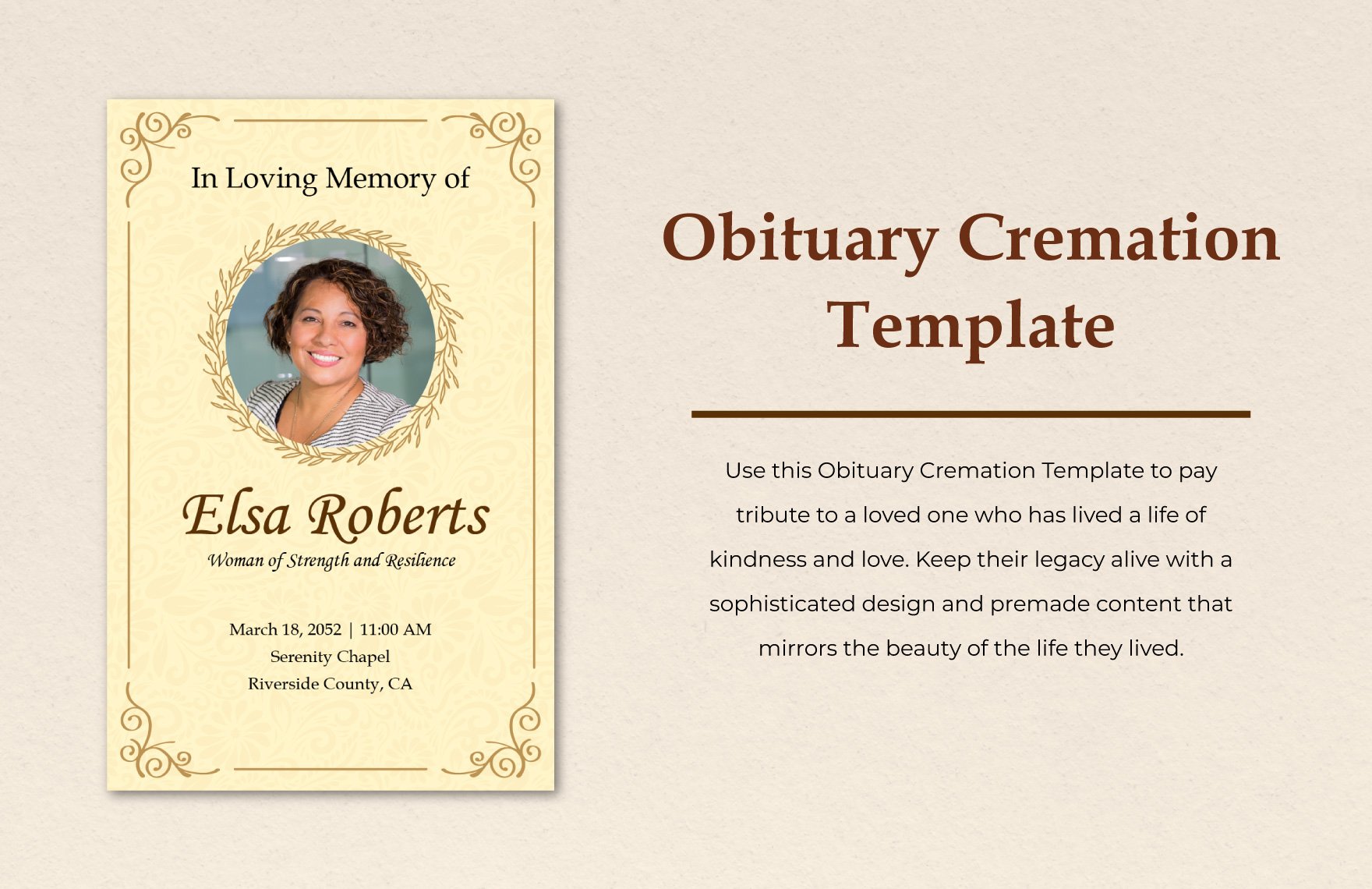 Obituary Cremation Template