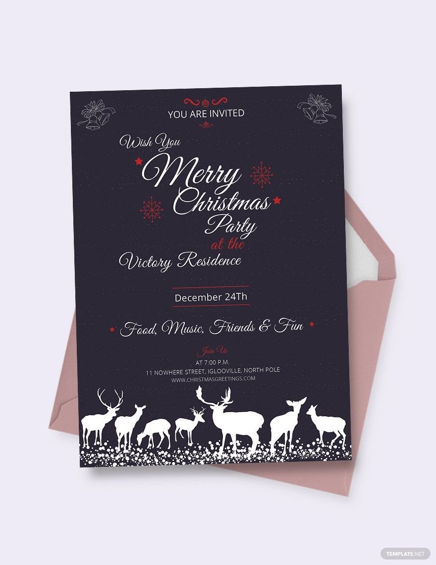 Chalkboard Christmas Invitation Template in Word, PSD, Apple Pages, Publisher, Outlook