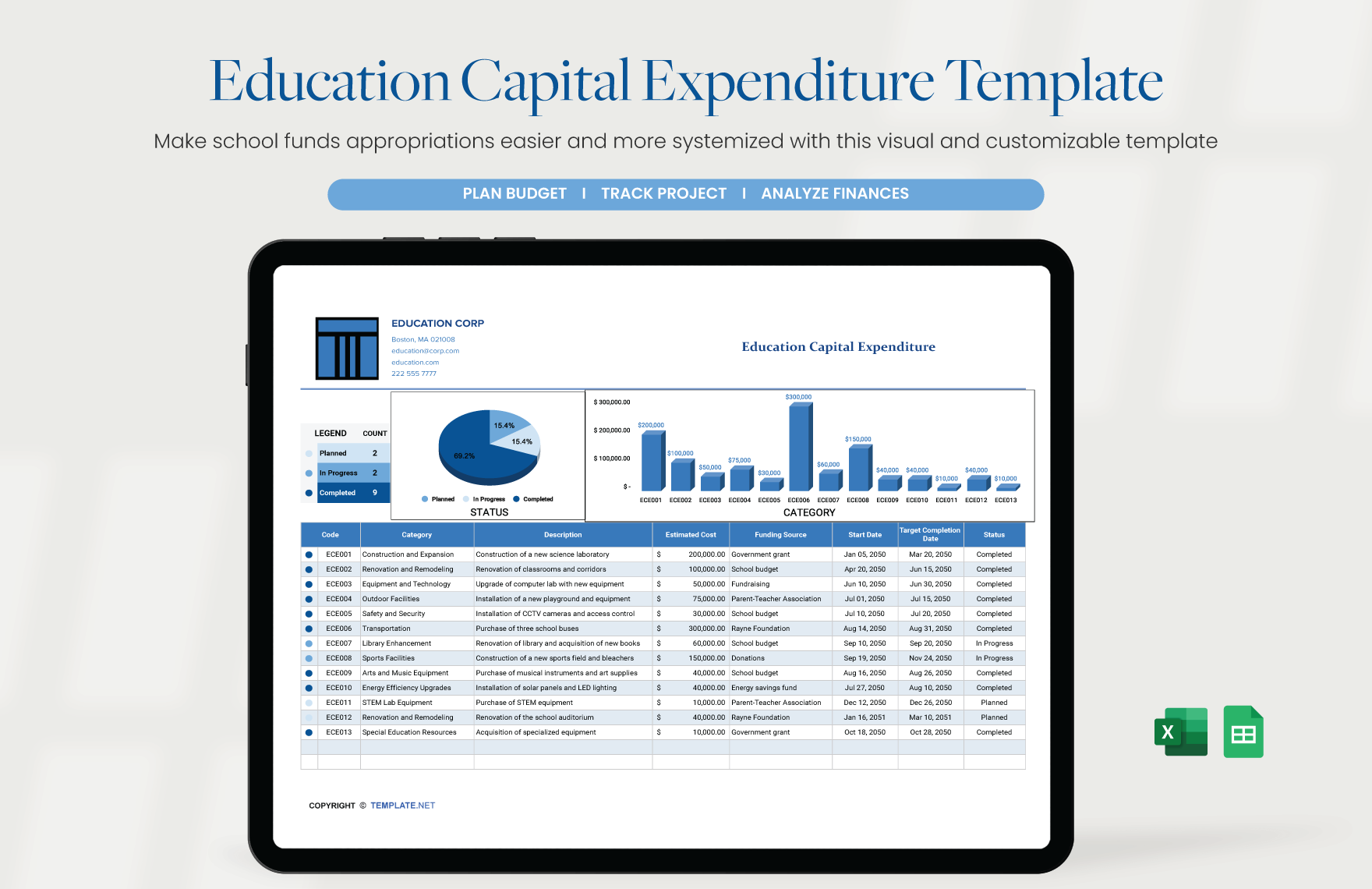 Education Capital Expenditure Template