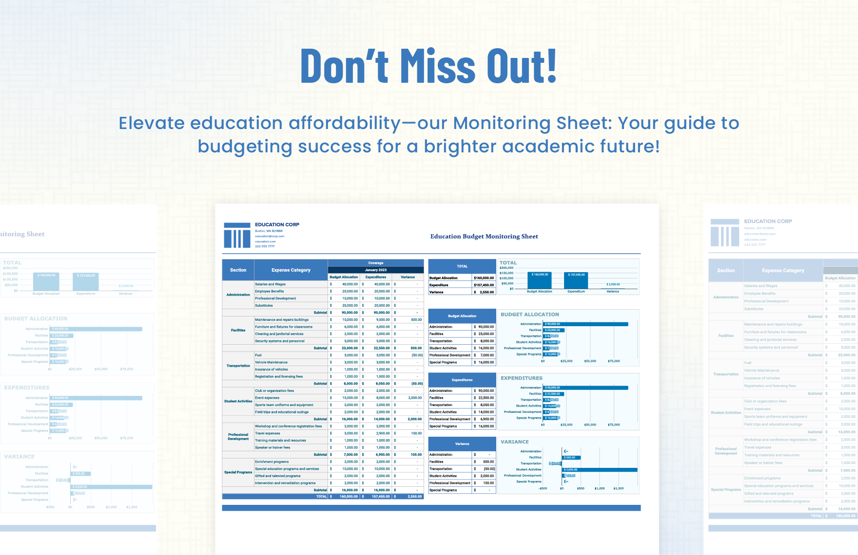 Education Budget Monitoring Sheet Template