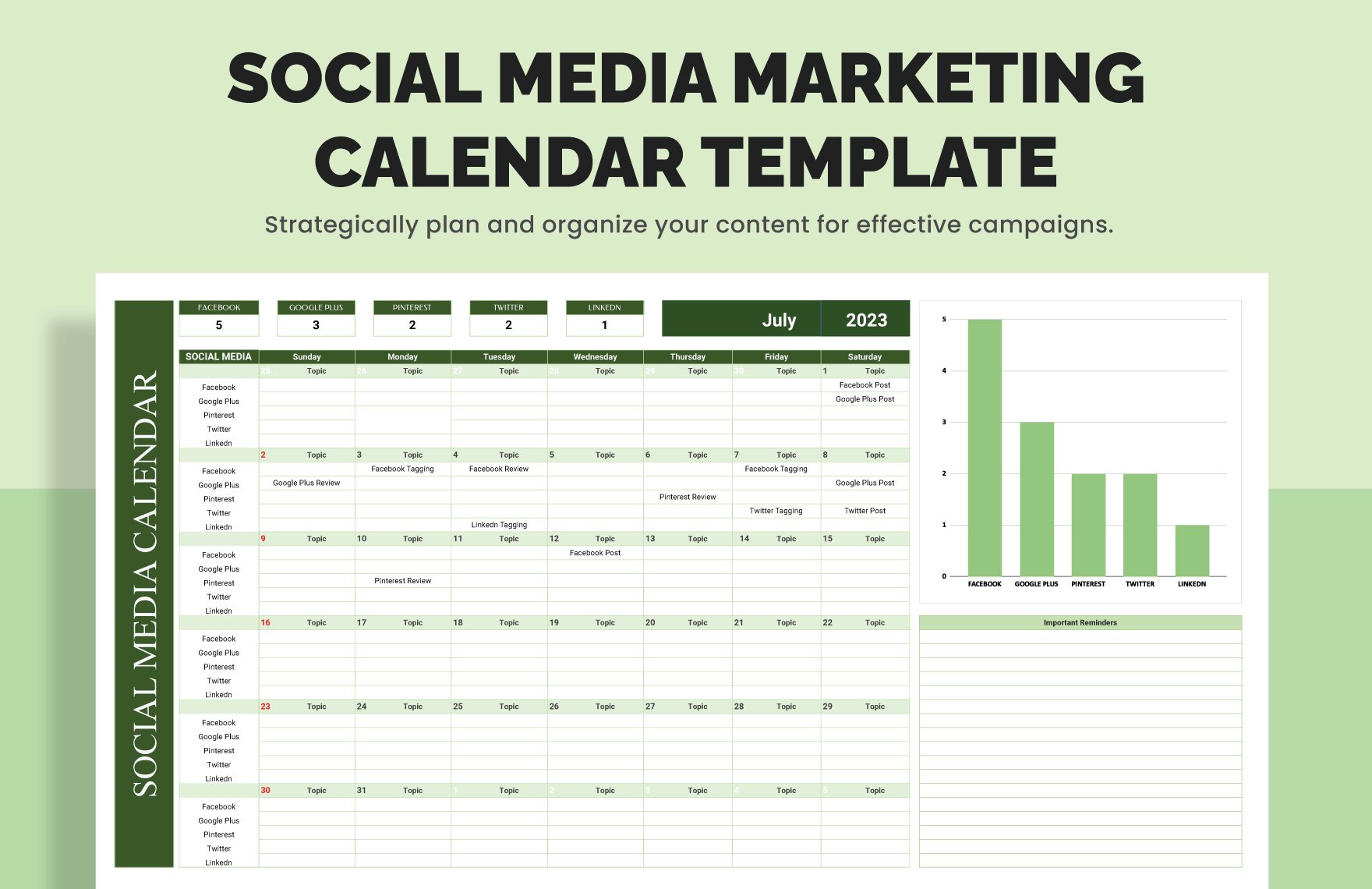 Social Media Marketing Calendar Template