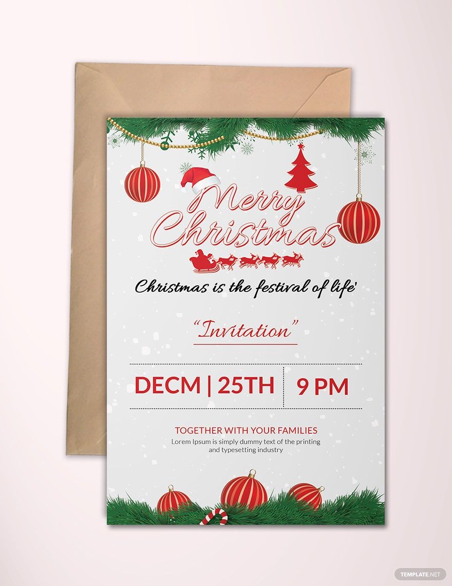 Merry Christmas party Invitation Template Download in Word, Google