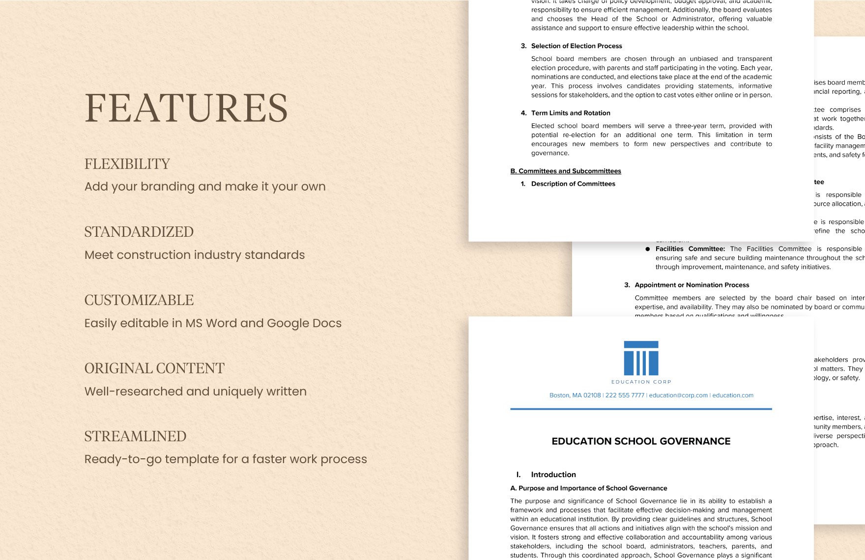 Education School Governance Template in Word, PDF, Google Docs ...