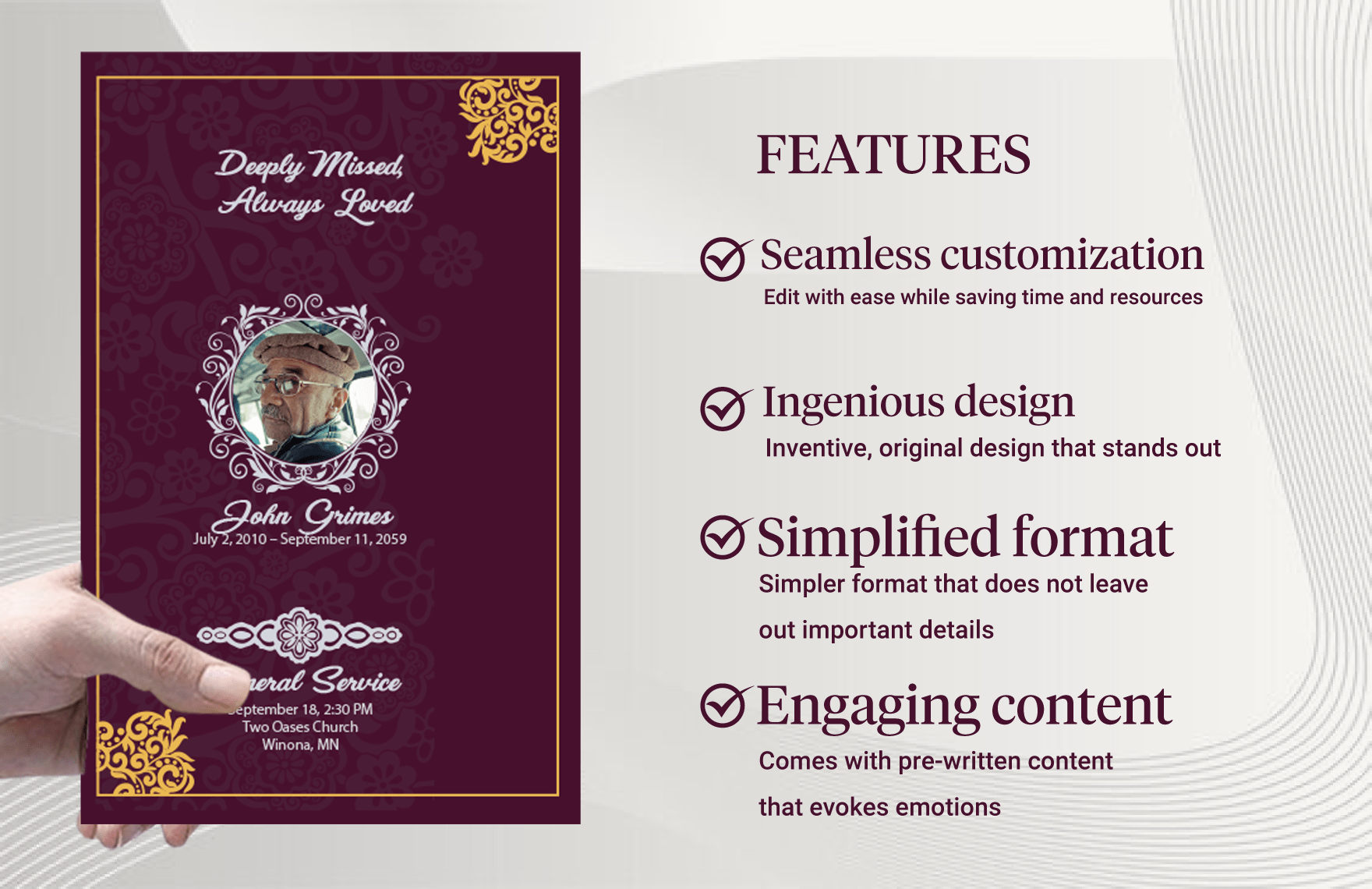 Eulogy Funeral Invitation Card Template