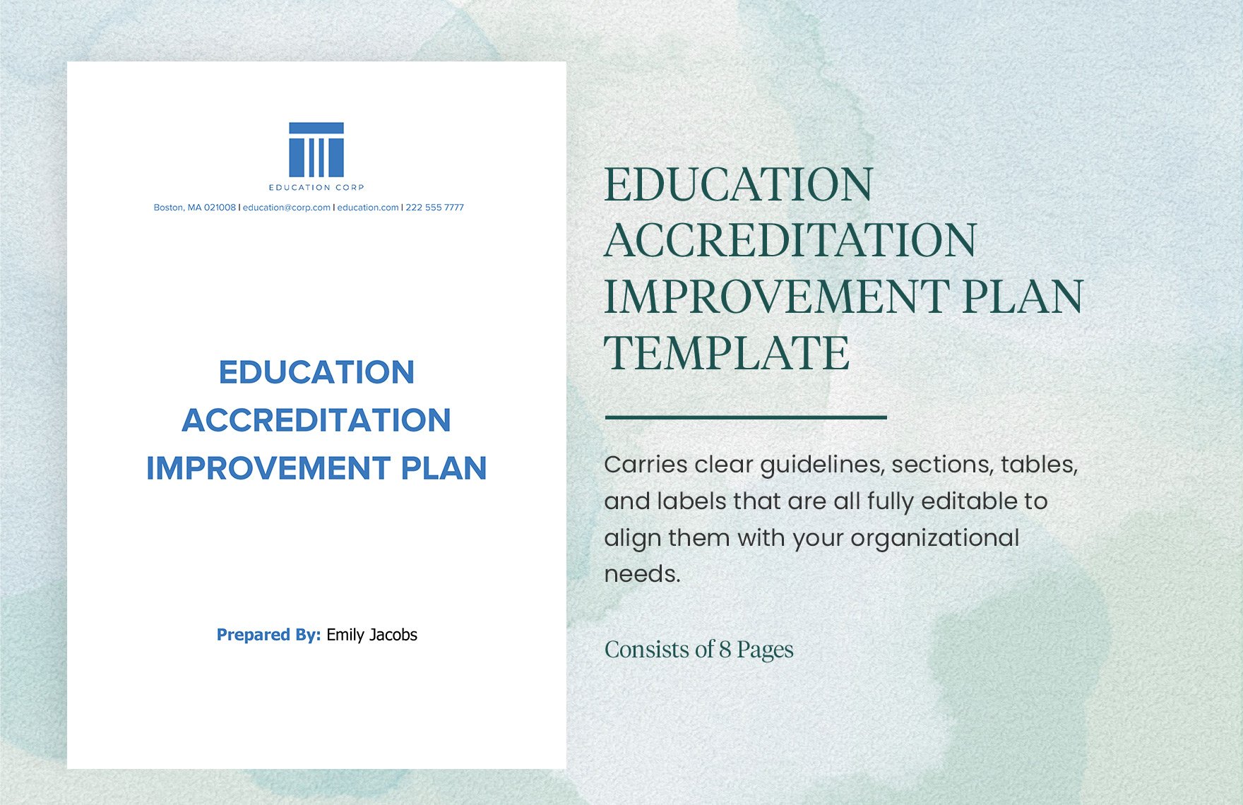 Education Accreditation Improvement Plan Template