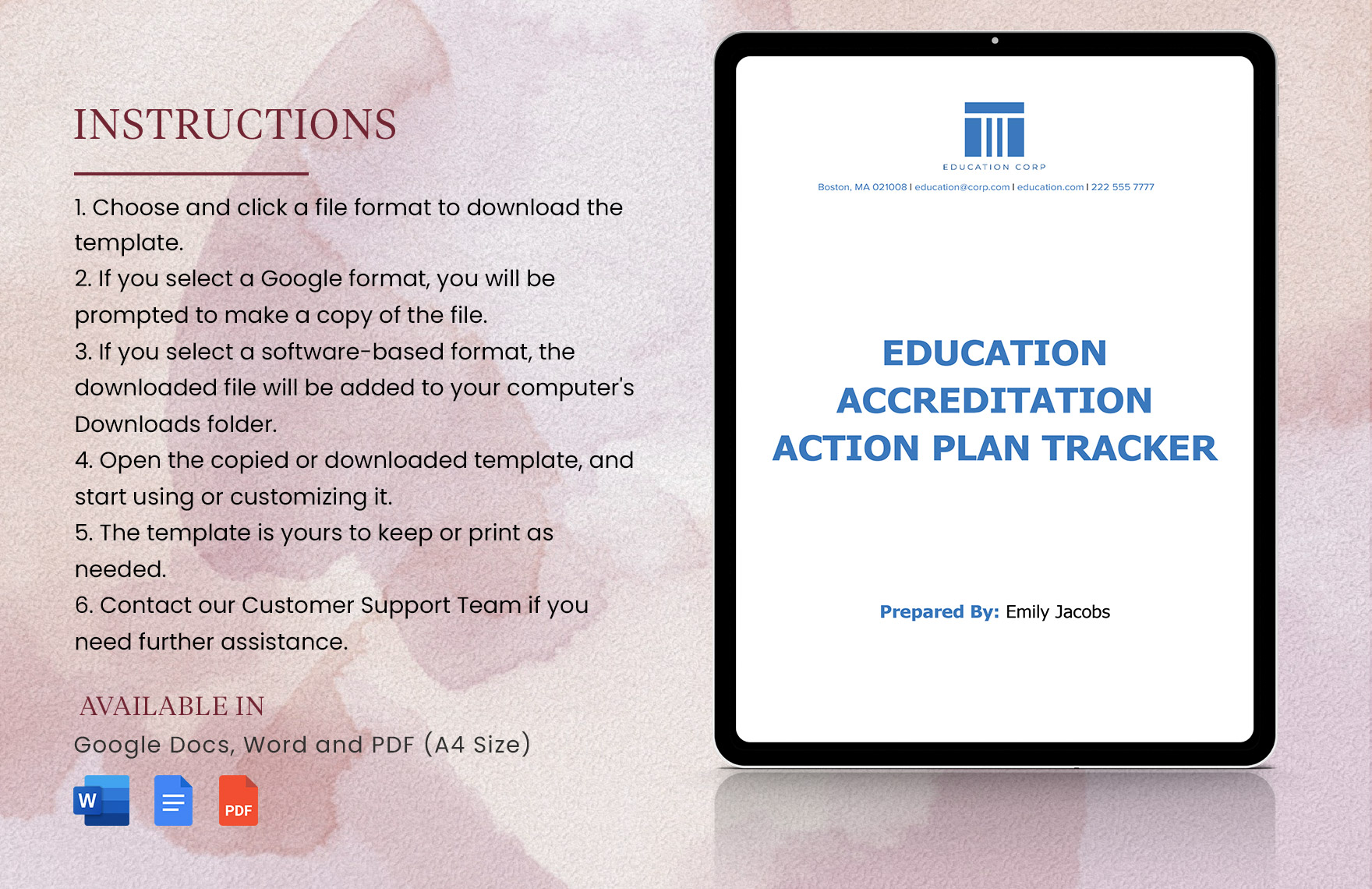 Education Accreditation Action Plan Tracker Template