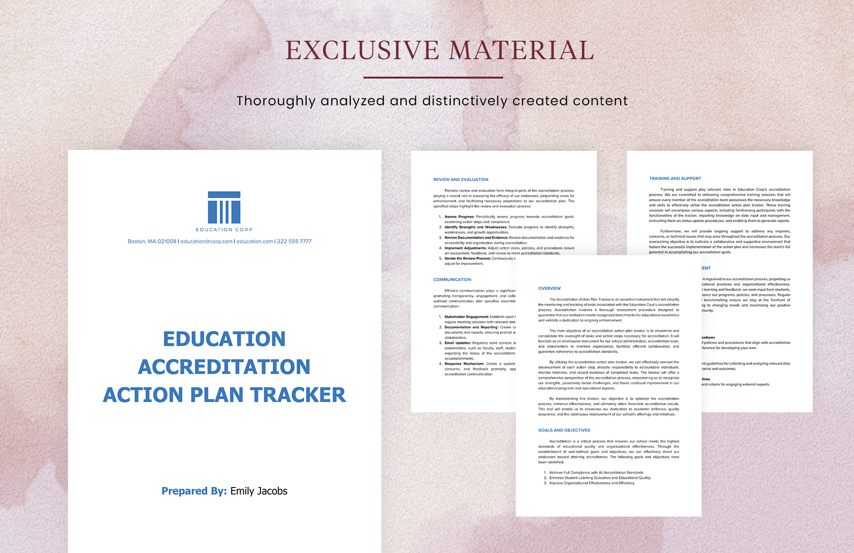 Education Accreditation Action Plan Tracker Template