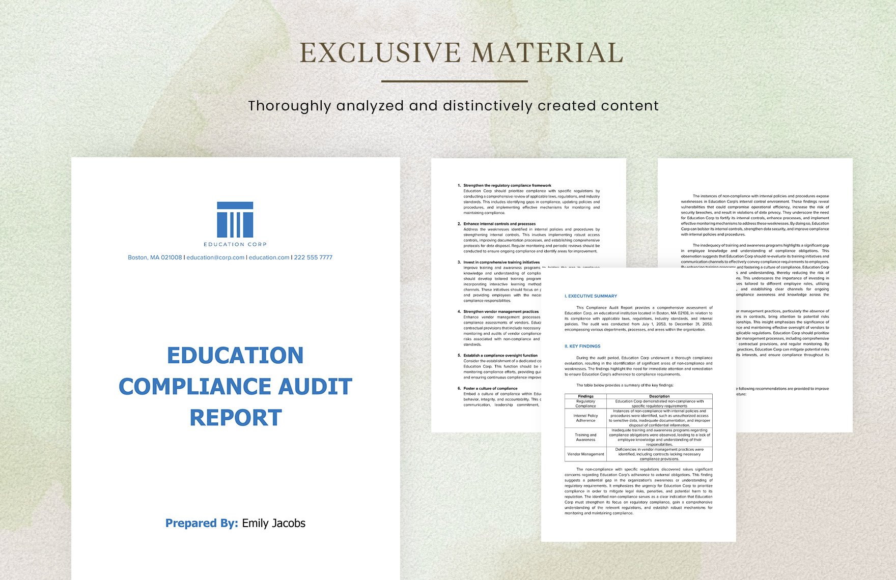 Education Compliance Audit Report Template