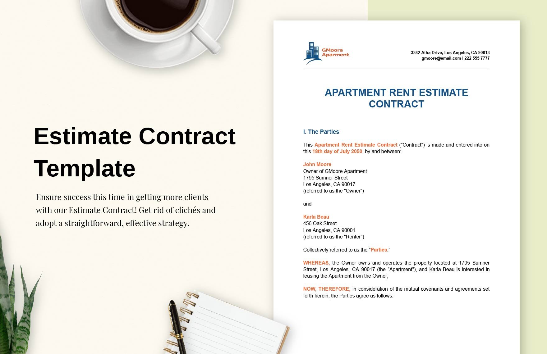 Estimate Contract Template