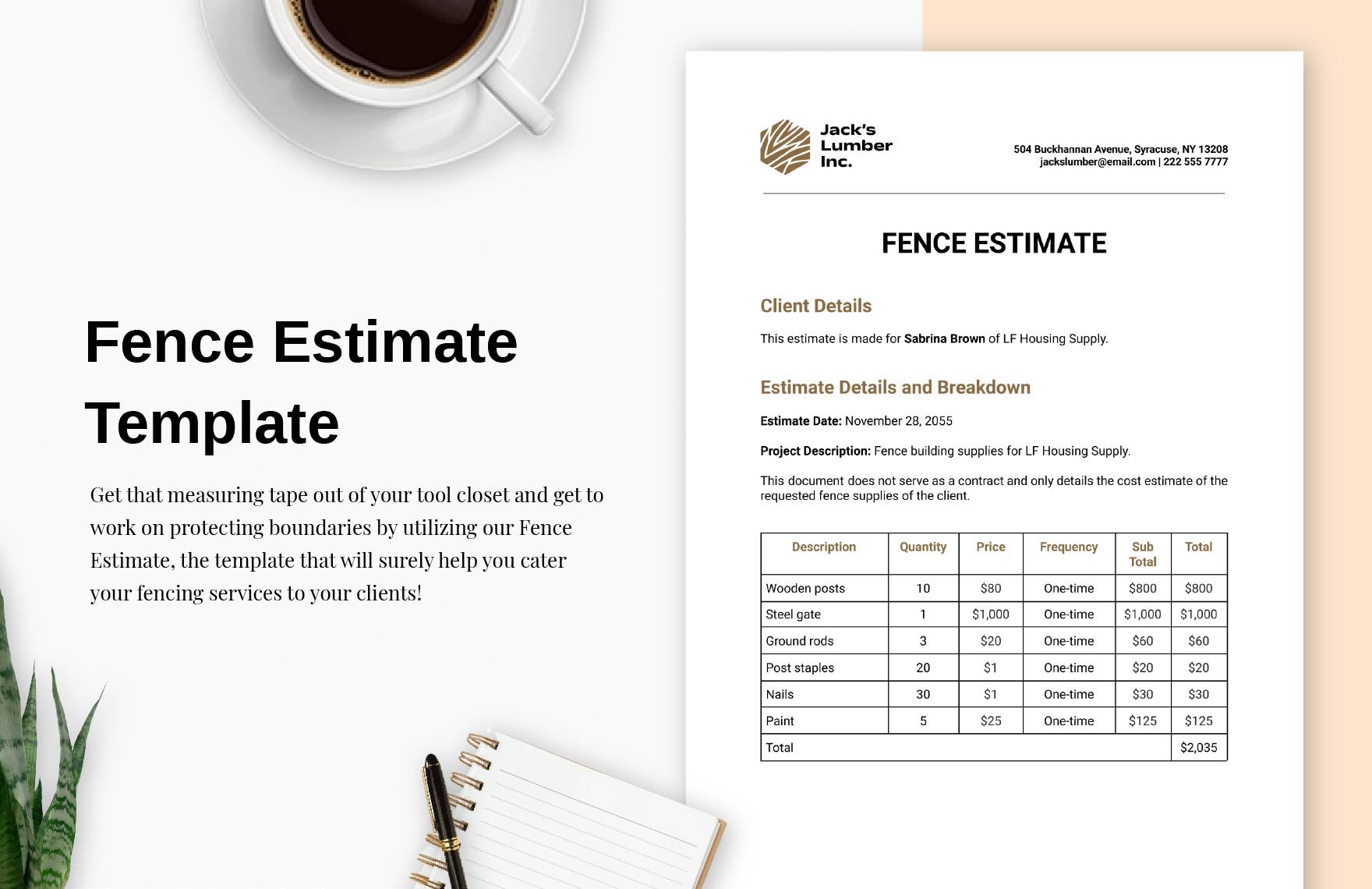 Fence Estimate Template in Word, Google Docs, PDF