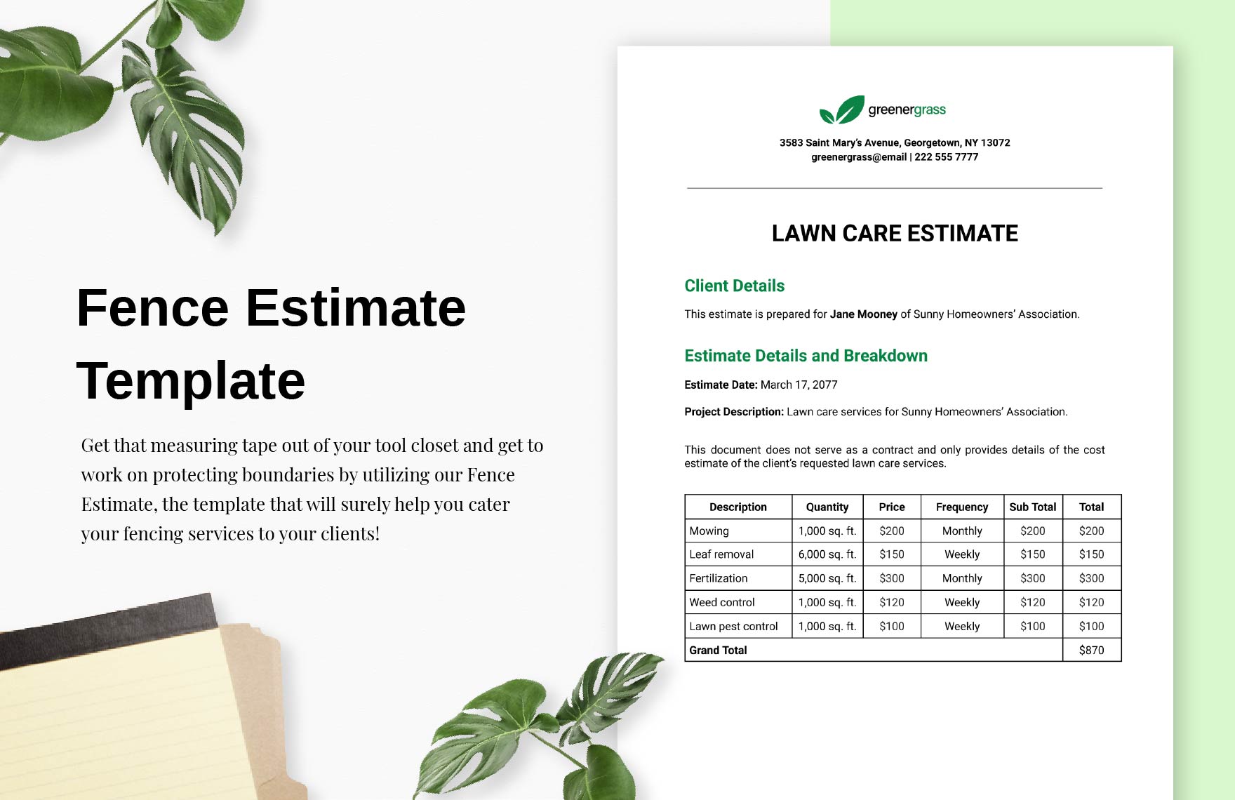 FREE Landscaping Estimate Template Download in Word Google Docs
