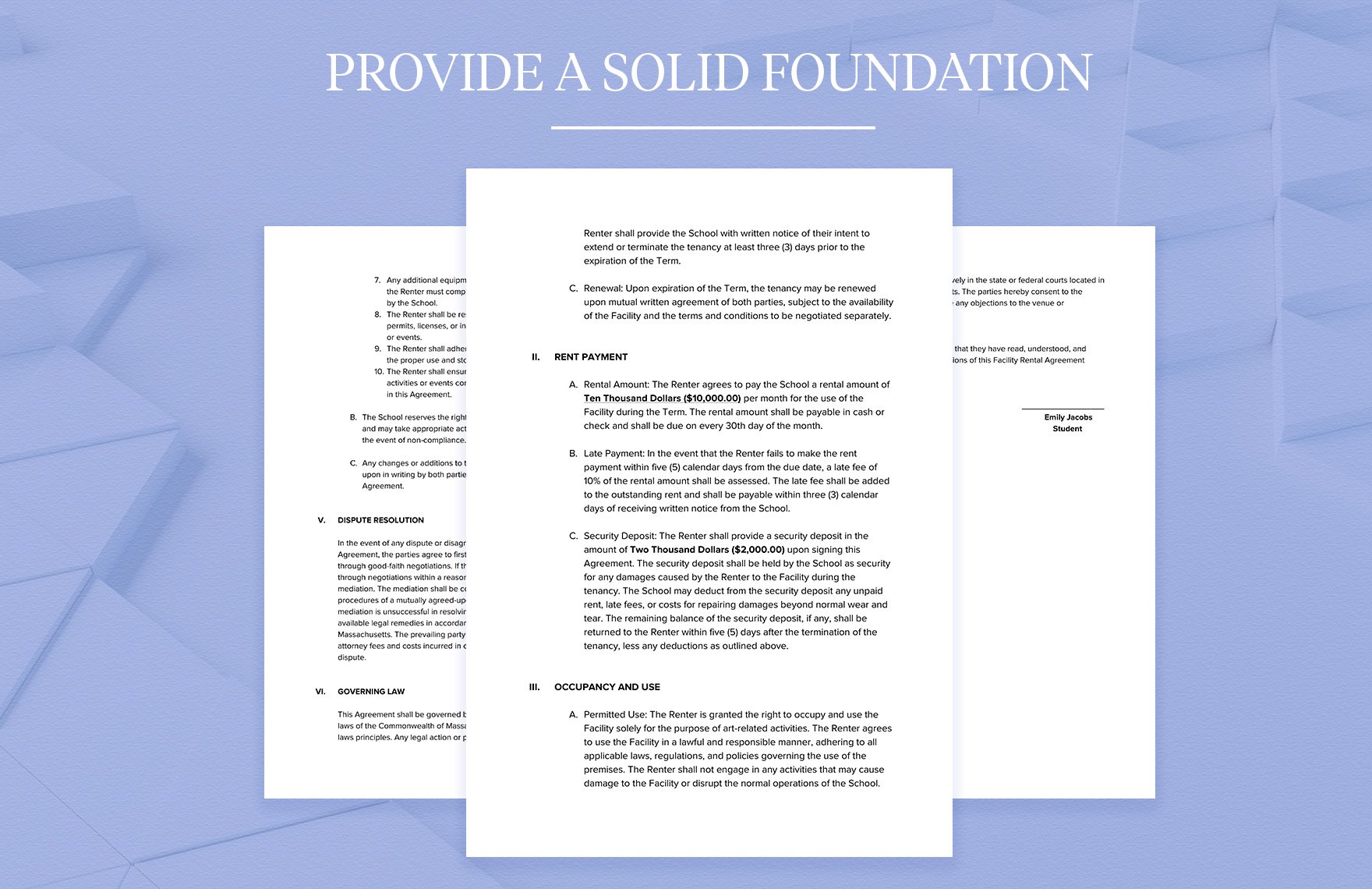 Education Facility Rental Agreement Template