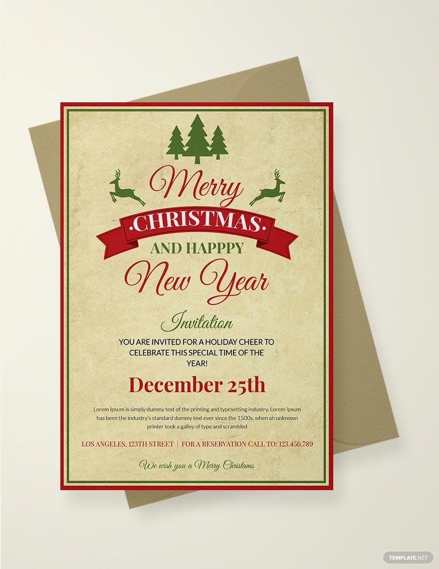 Free Vintage Christmas Invitation Template