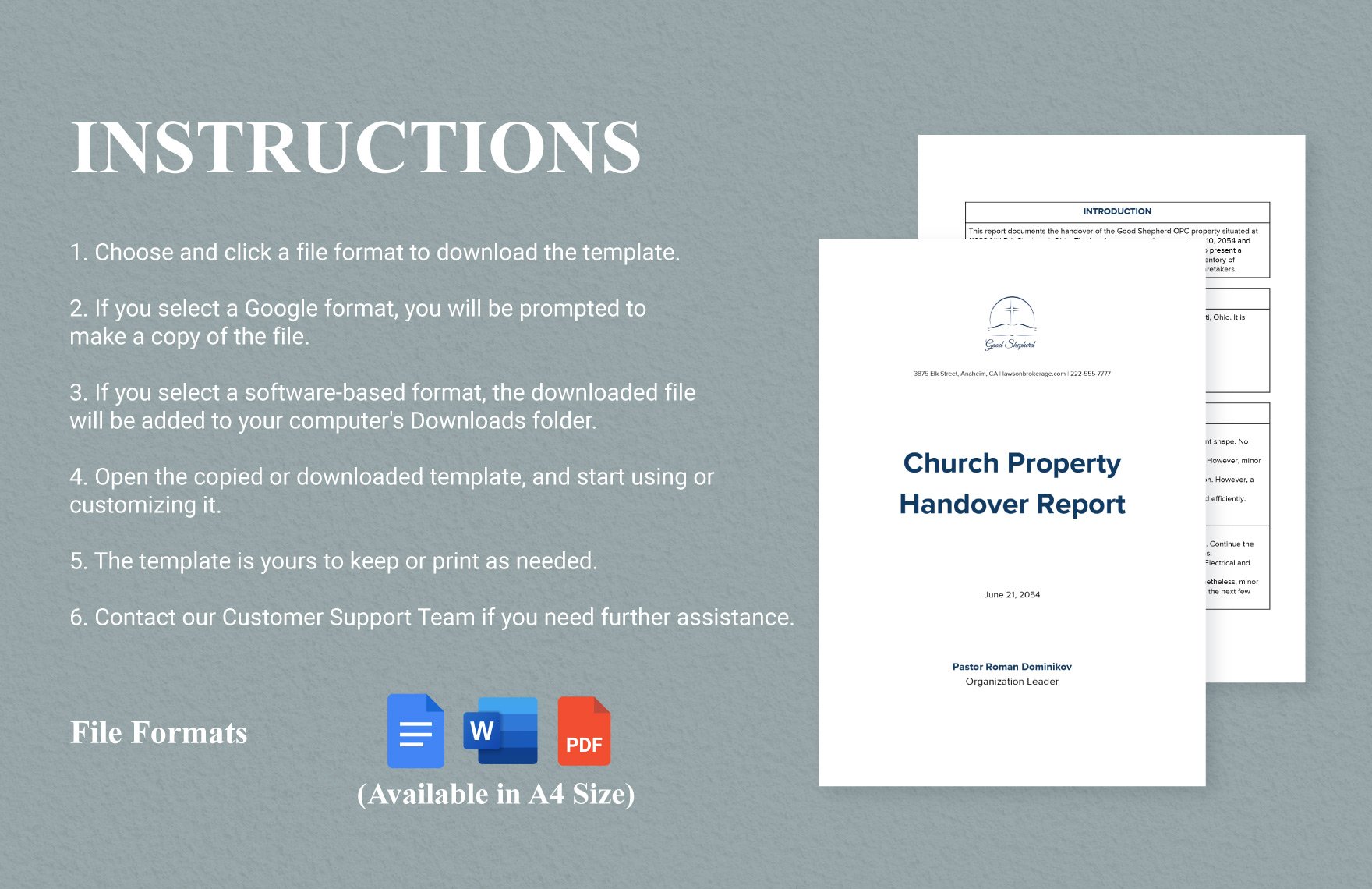 Church Property Handover Report