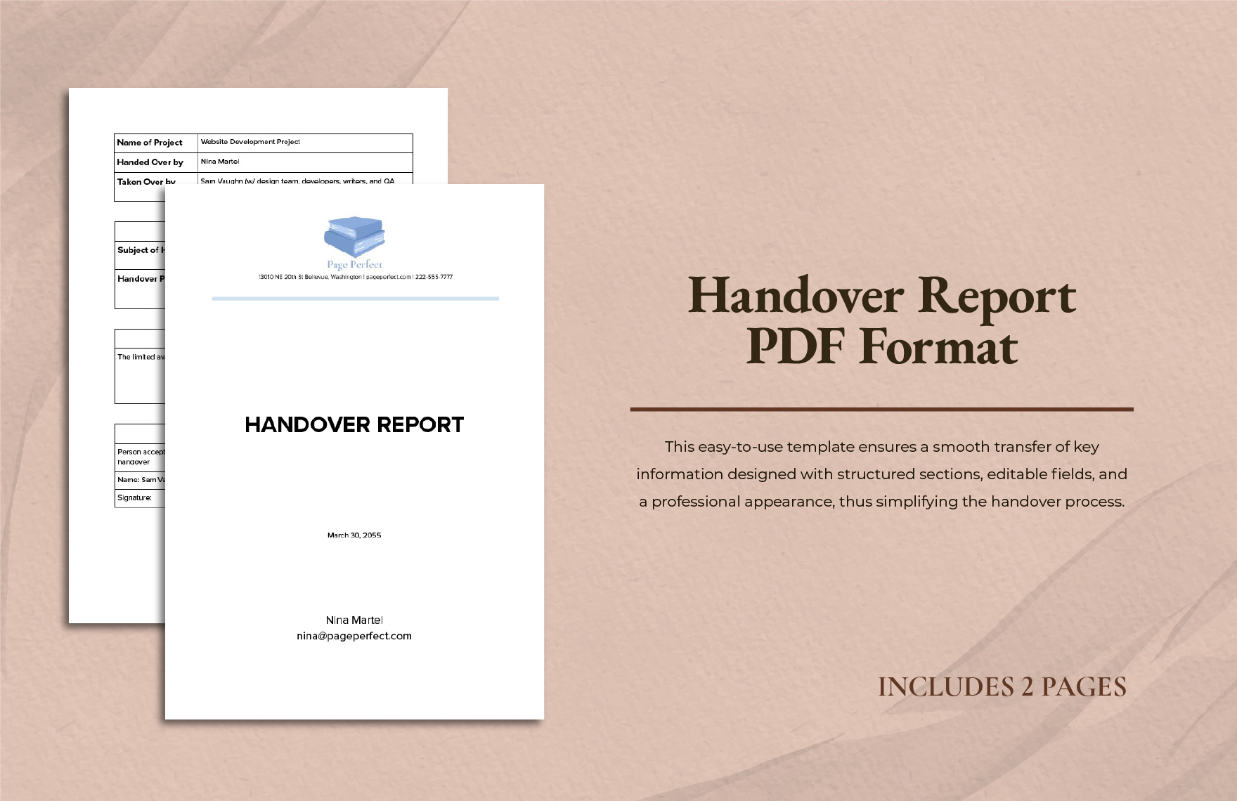 Handover Report PDF Format In Word Google Docs Download Template