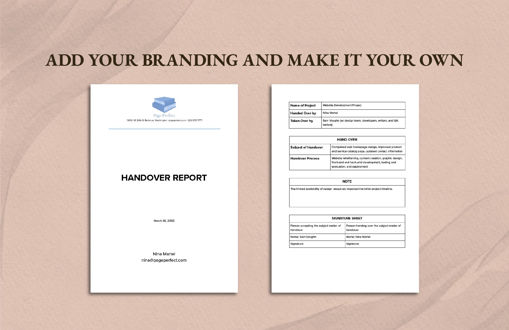 Handover Report PDF Format