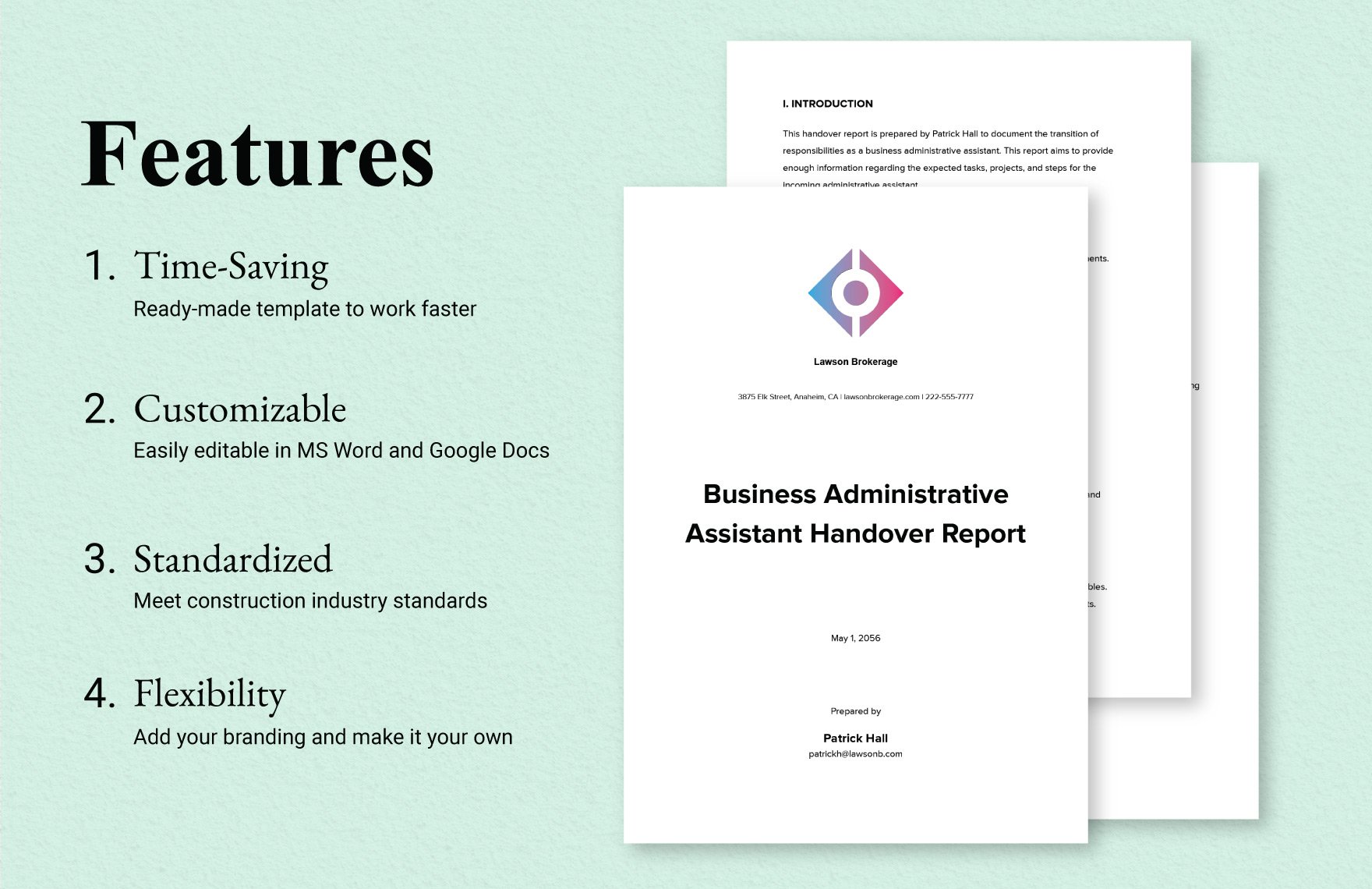 Business Administrative Assistant Handover Report