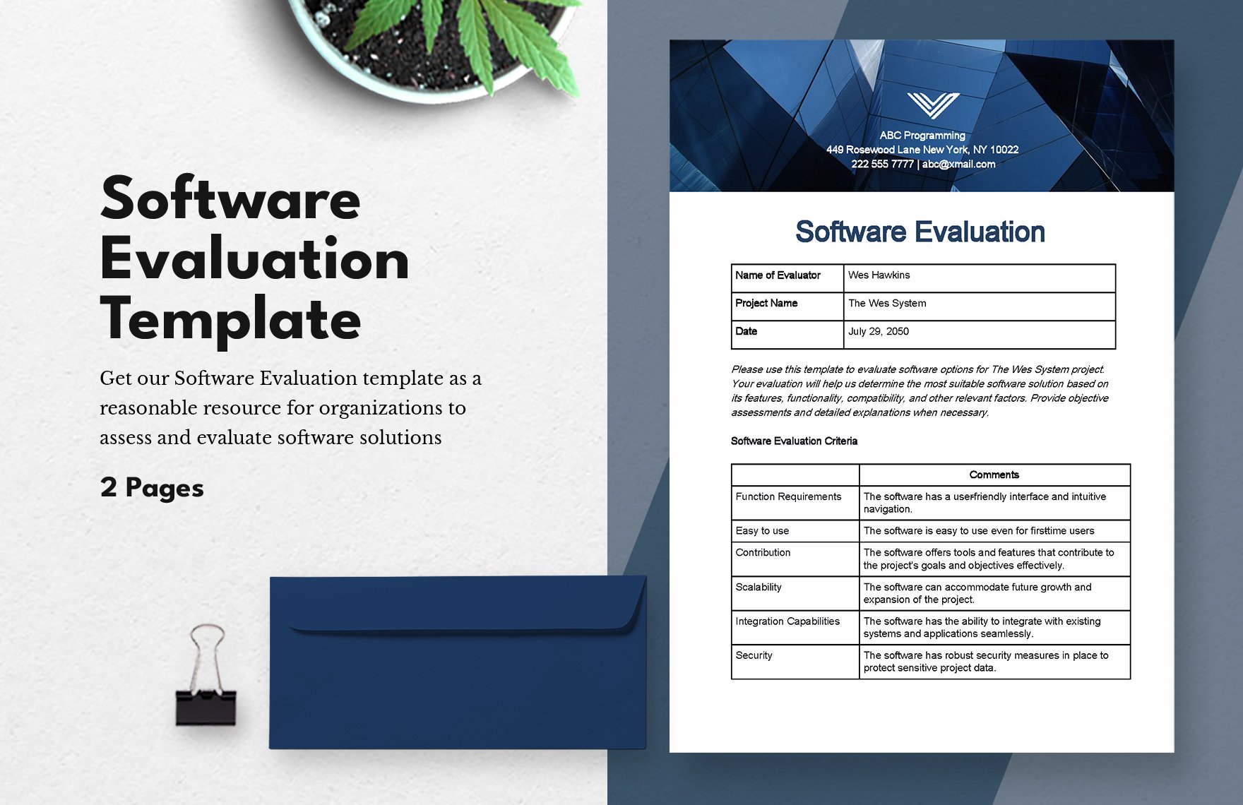 Software Evaluation template   
