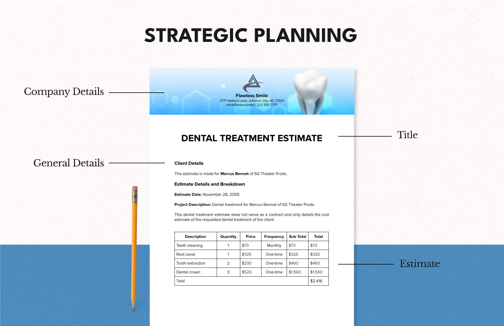 Dental Treatment Estimate Template