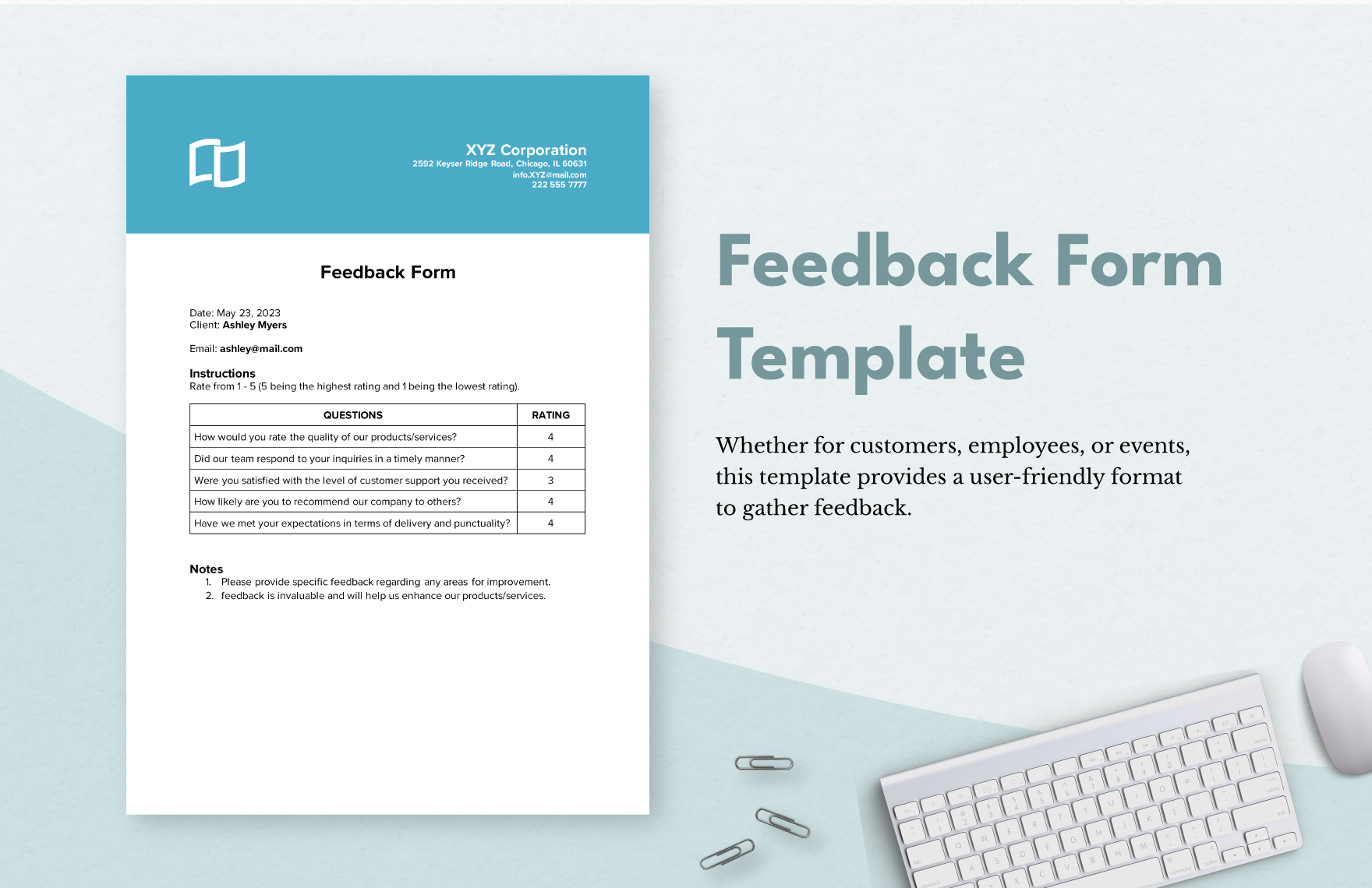 Free Feedback Form Template Download In Word Google Docs PDF 