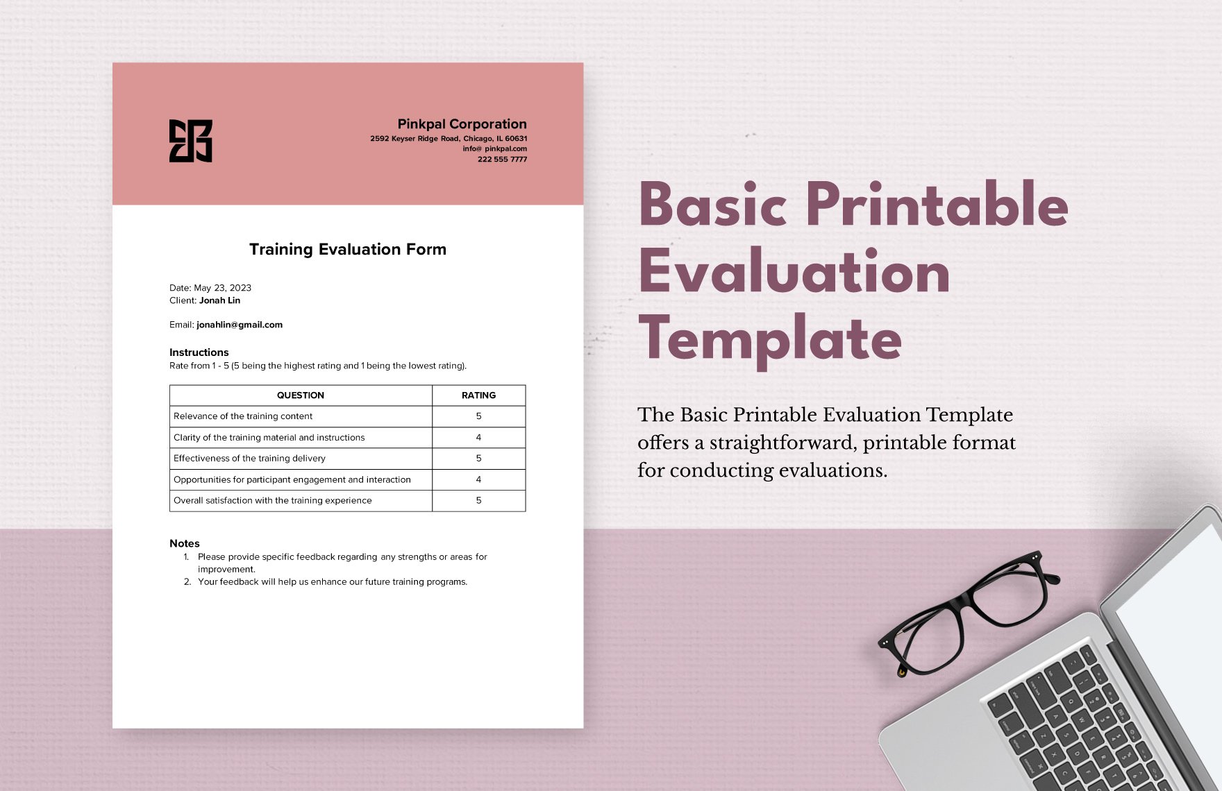 Free Basic Printable Evaluation Template